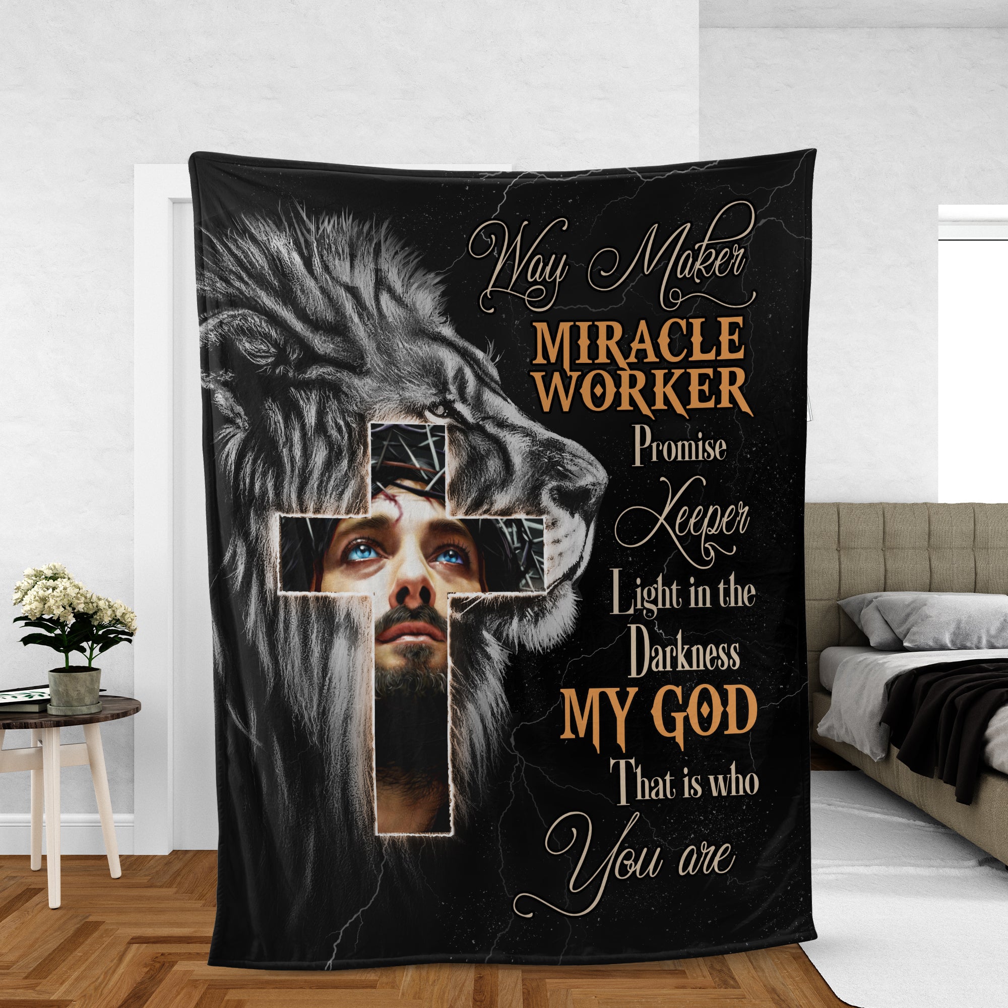 Christian Throw Blanket, Faith Blanket, Jesus Blanket, Inspirational Gift - Lion And Jesus Blanket - My God Is The Light In The Darkness