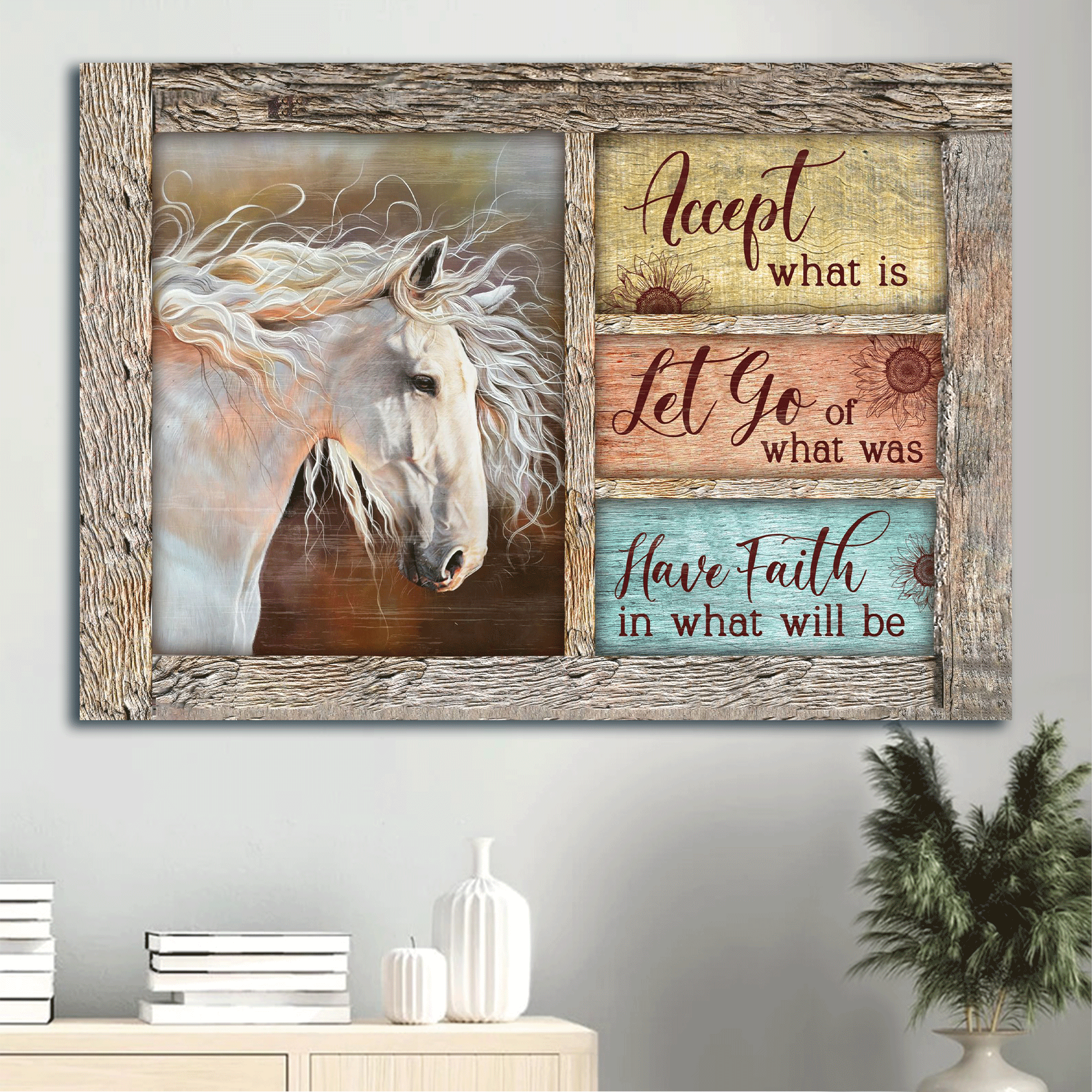 Jesus Landscape Canvas - Beautiful White Horse, Wooden Frame, Pastel Background Landscape Canvas - Gift For Christian - Have Faith In What Will Be