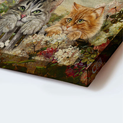Jesus Landscape Canvas - Adorable Cat, Stunning Flower Garden Amazing White Butterfly Landscape Canvas - Gift For Religious Christian - Just Breathe