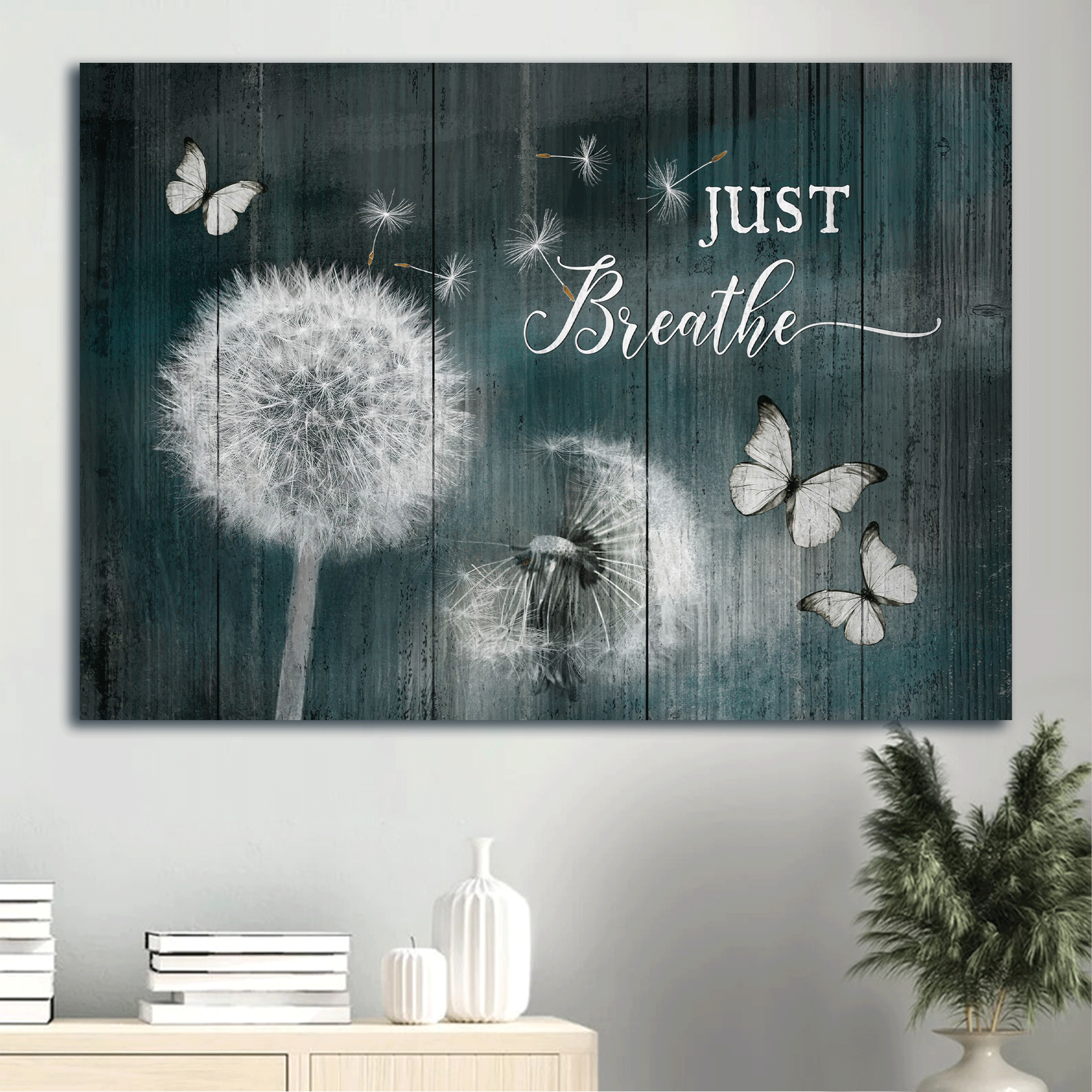 Jesus Landscape Canvas- Dandelion, Butterfly canvas- Gift for Christian- Just breathe