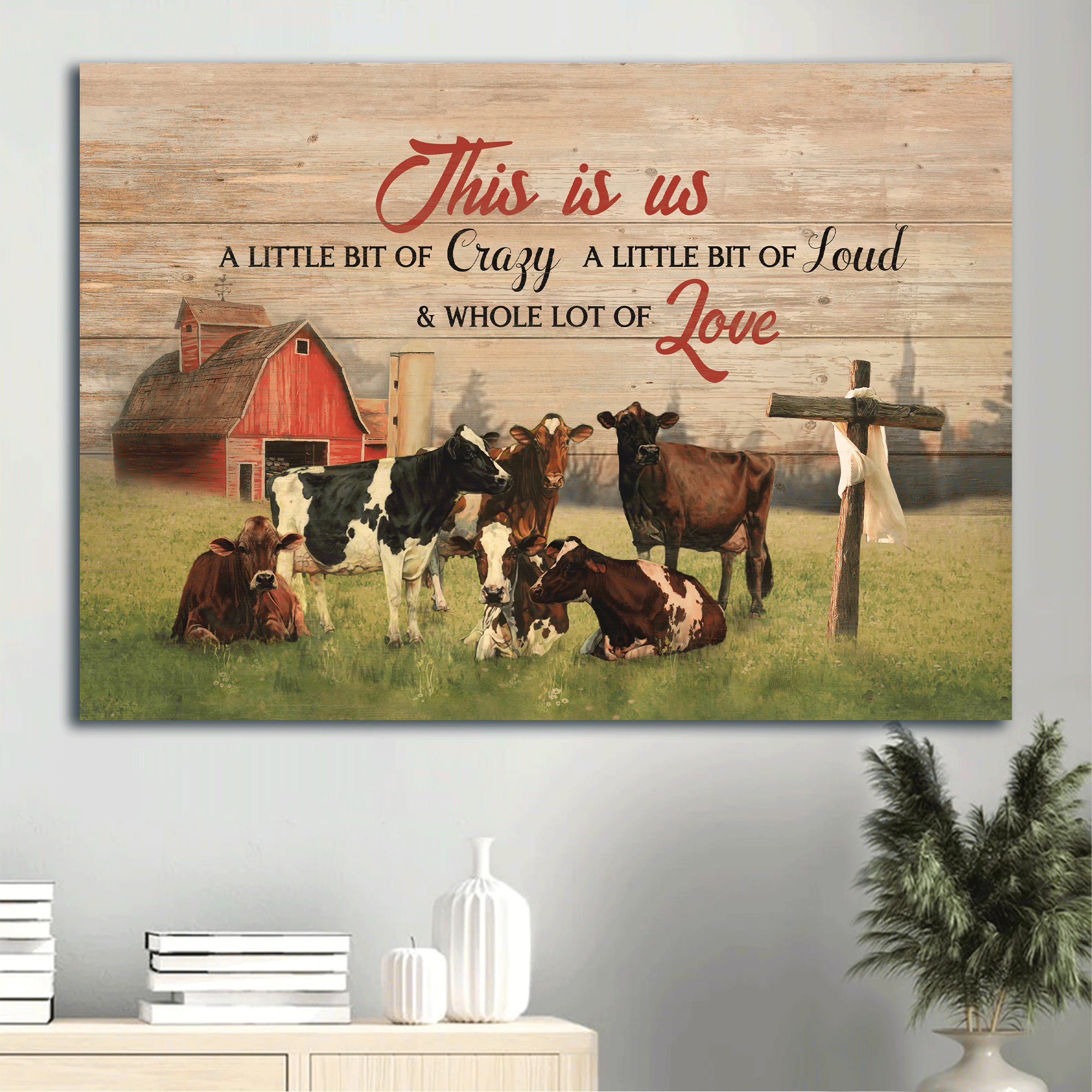 Jesus Landscape Canvas - Life on farm, Countryside landscape, Cow painting Canvas - Gift For Christian - This is us Landscape Canvas