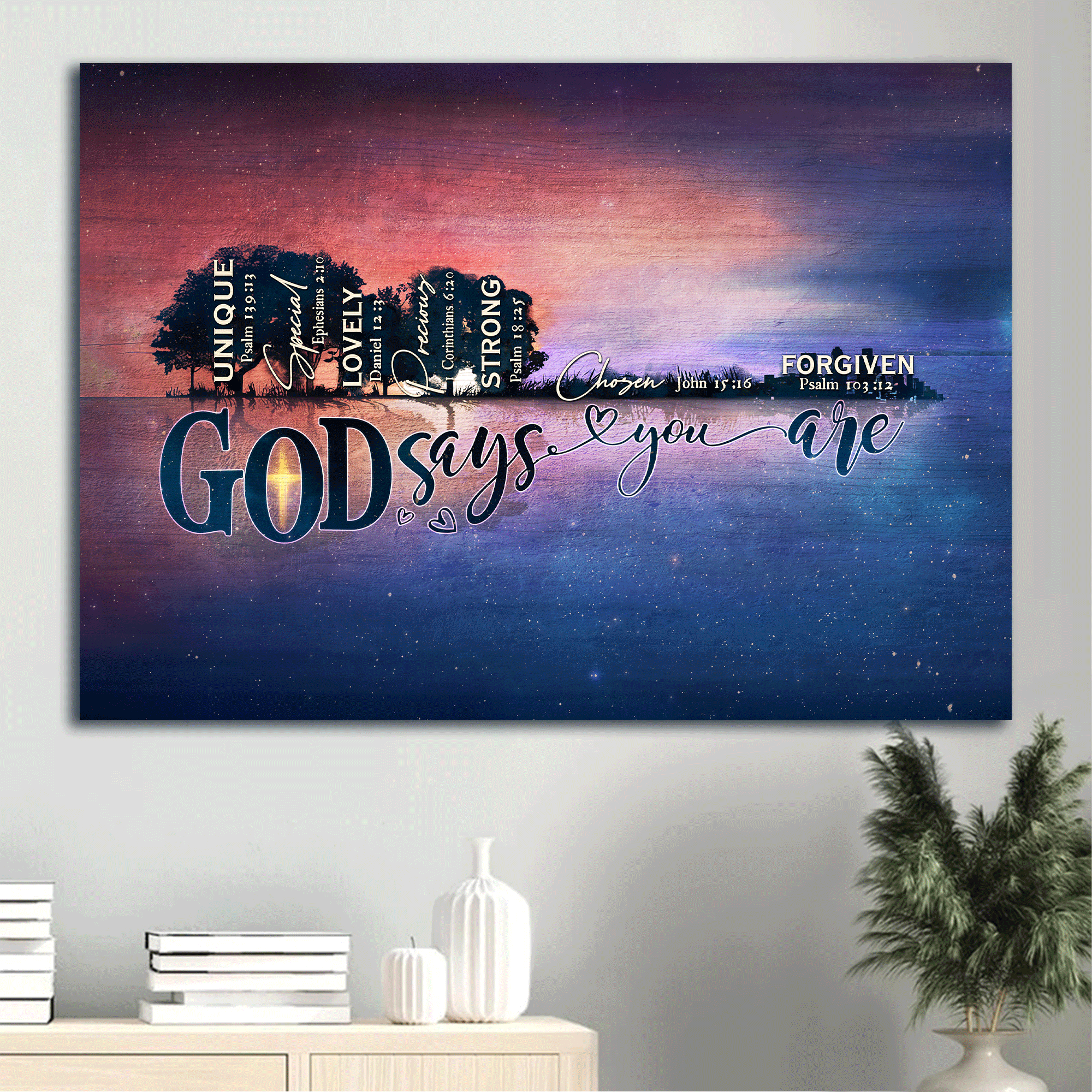 Jesus Landscape Canvas - Modern city, Star night, Bible verses Landscape Canvas - Inspirational gift, Gift For Religious Christian - God says you are