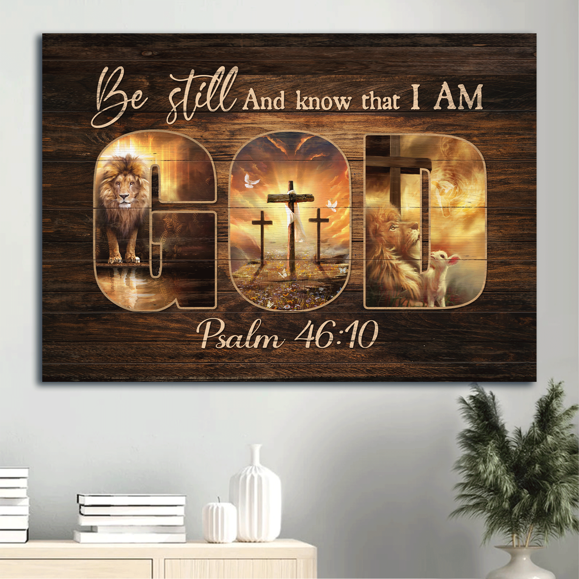 Jesus Landscape Canvas - Lion of Judah, The amazing spirit Landscape Canvas - Gift For Christian -  Be still and know that I am God Landscape Canvas