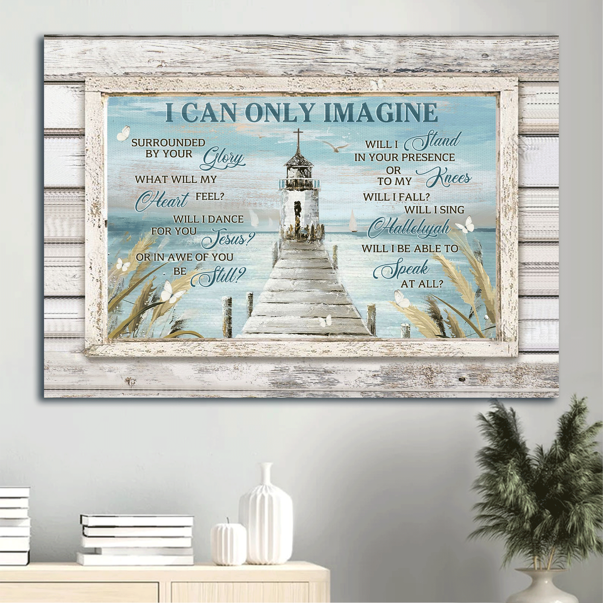 Jesus Landscape Canvas - Window Frame, Church Painting, Sea Artwork, Beautiful Life Canvas - Gift For Christian - I Can Only Imagine Canvas