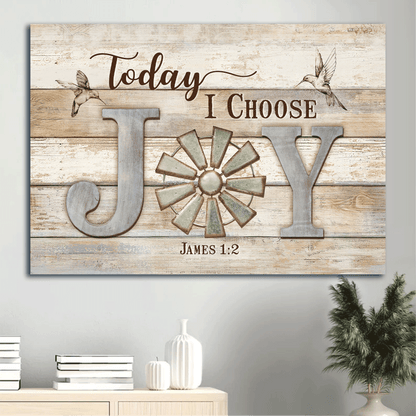 Jesus Landscape Canvas - White Hummingbird, Windmill Symbol, Jesus Drawing Canvas - Gift For Christian - Today I Choose Joy Canvas