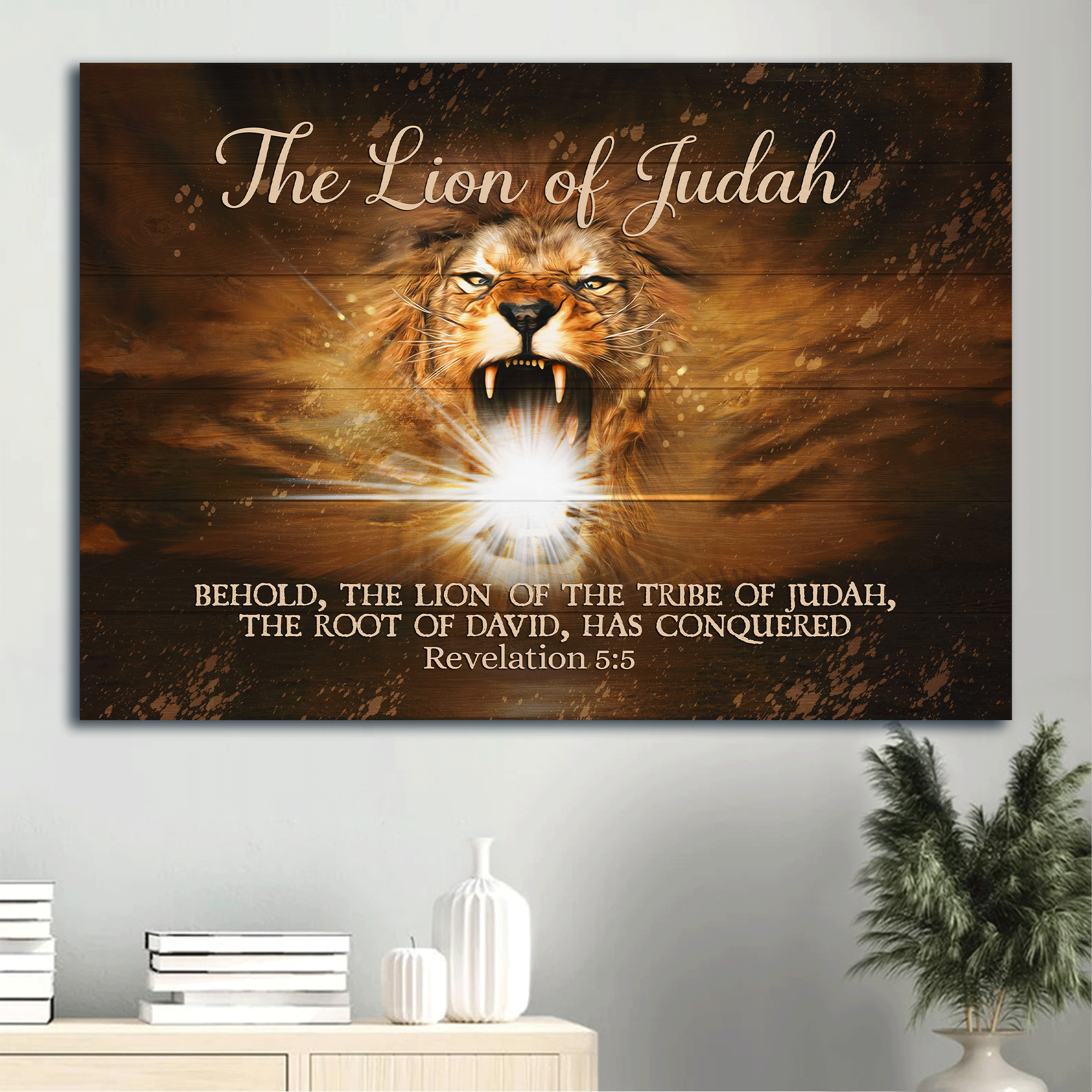 Jesus Landscape Canvas - Lion painting, Behold the Lion of the tribe of Judah Landscape Canvas - Gift For Christian - The Lion Of Judad Landscape Canvas