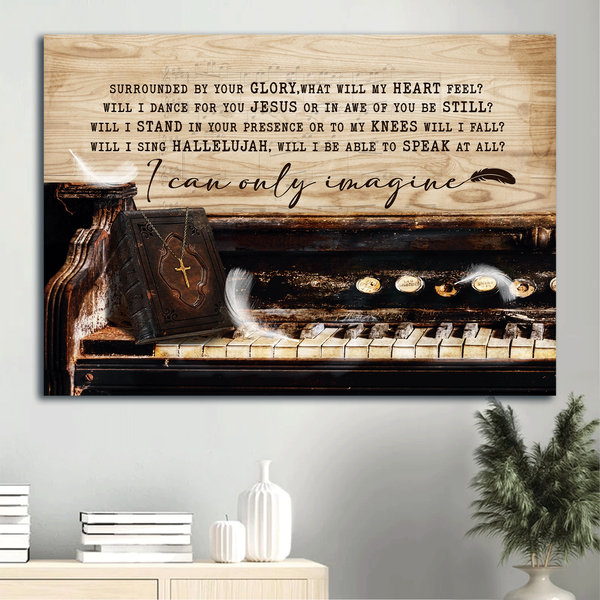 Jesus Landscape Canvas - Piano painting, The holy bible Landscape Canvas - Gift For Christian - I can only imagine Landscape Canvas