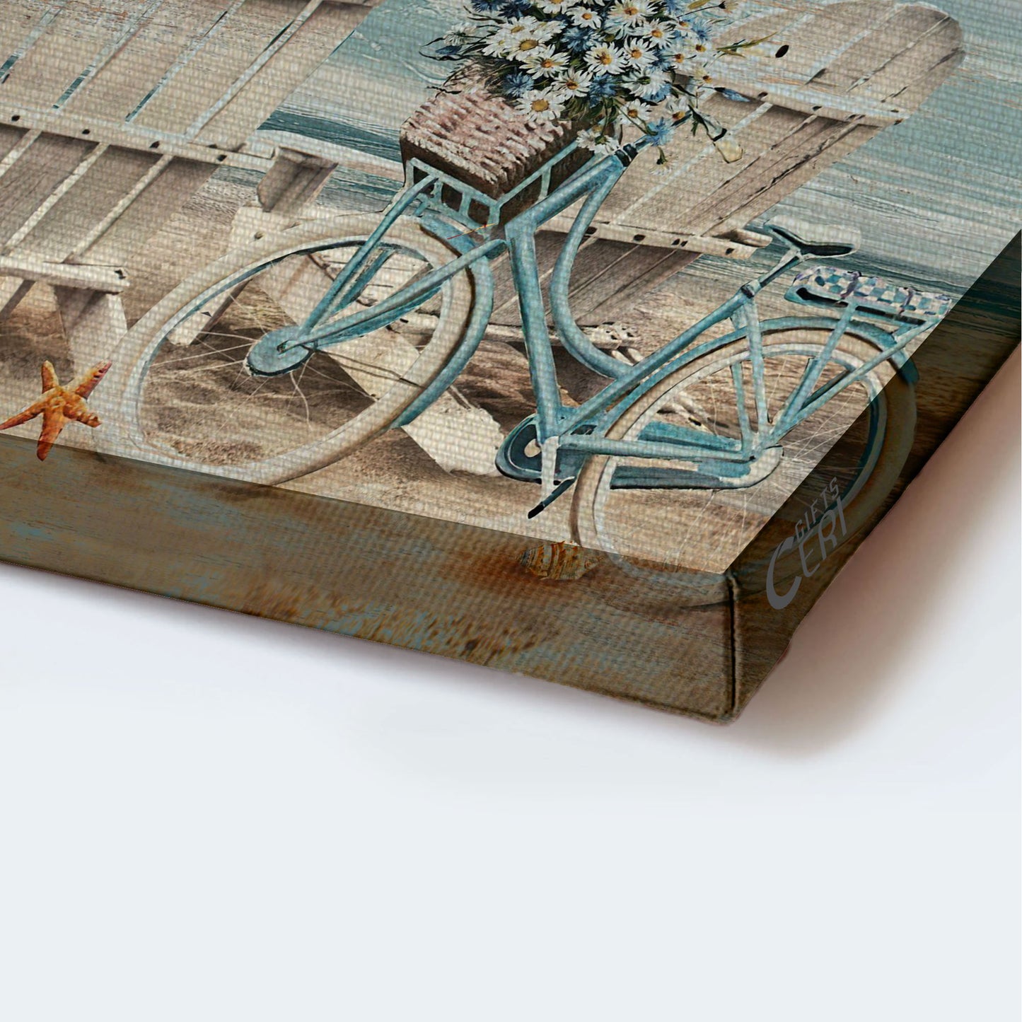 Jesus Landscape Canvas - Antique chair, Blue bicycle, Beautiful ocean Landscape Canvas - Gift For Christian - Enjoy the little things