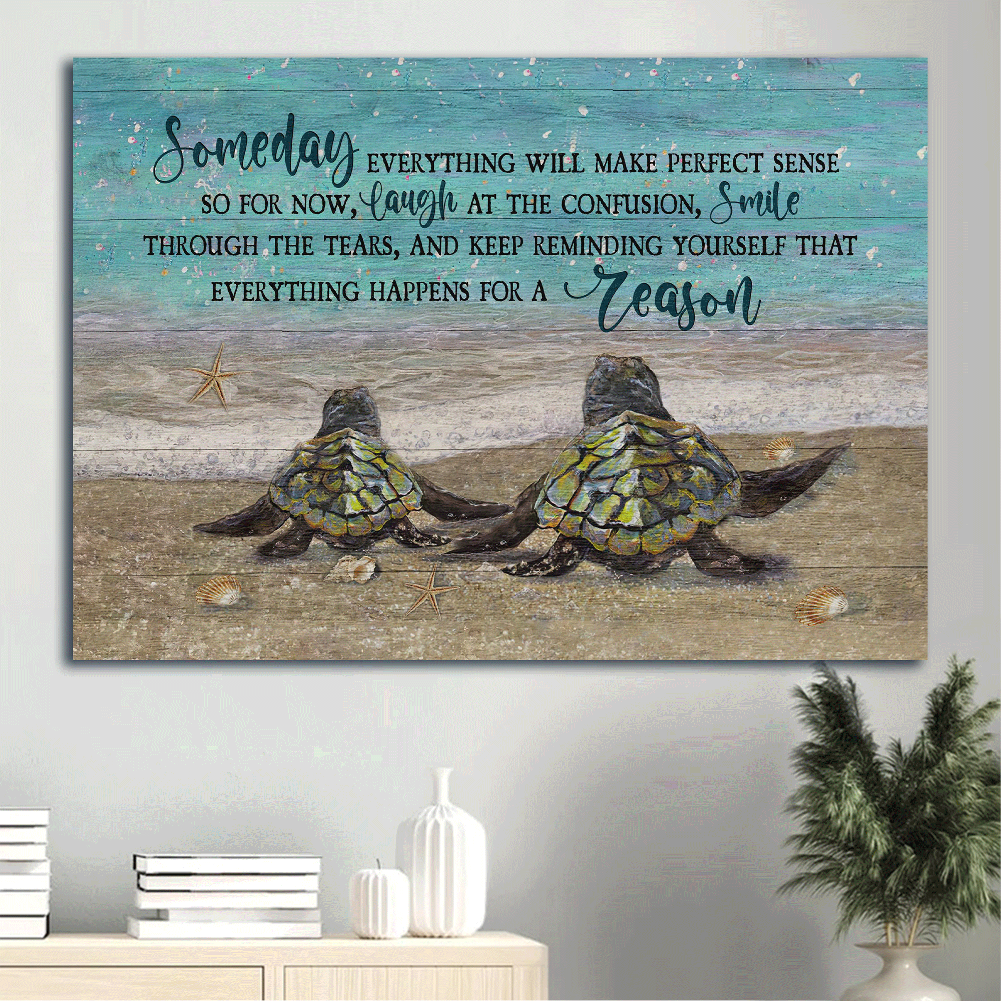 Jesus Landscape Canvas - Beautiful sea turtle, Blue ocean Landscape Canvas - Gift For Christian - ISomeday everything will make perfect sense