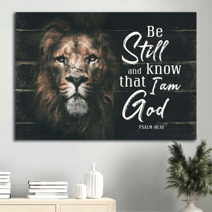 Jesus Landscape Canvas - Lion painting, Be still and know that I am God PSALM 46:10  Landscape Canvas - Gift For Christian  Landscape Canvas