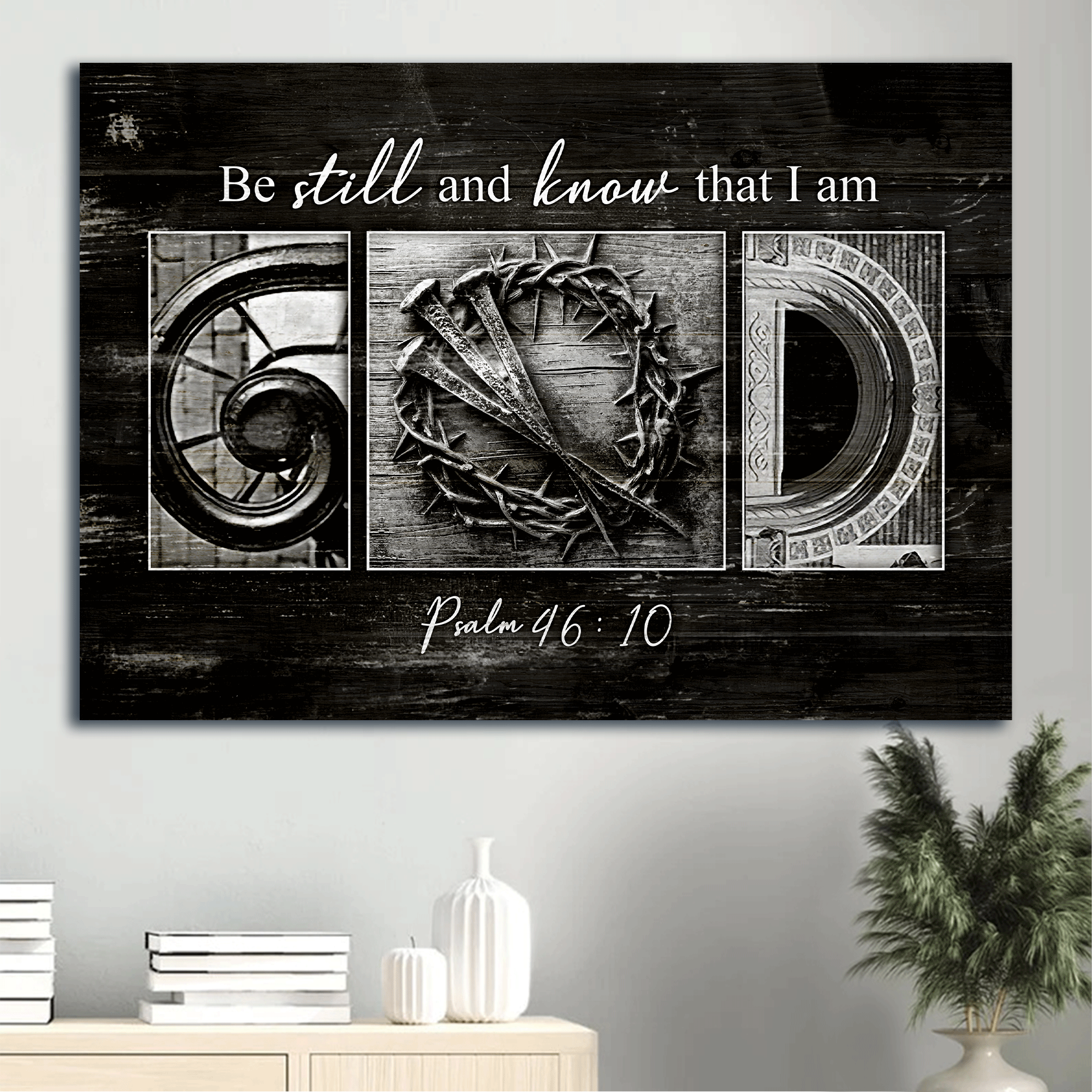 Jesus Landscape Canvas- Black and white painting, Abstract art canvas- Gift for Christian- Gift  Be still and know that I am God - Landscape Canvas Prints, Christian Wall Art