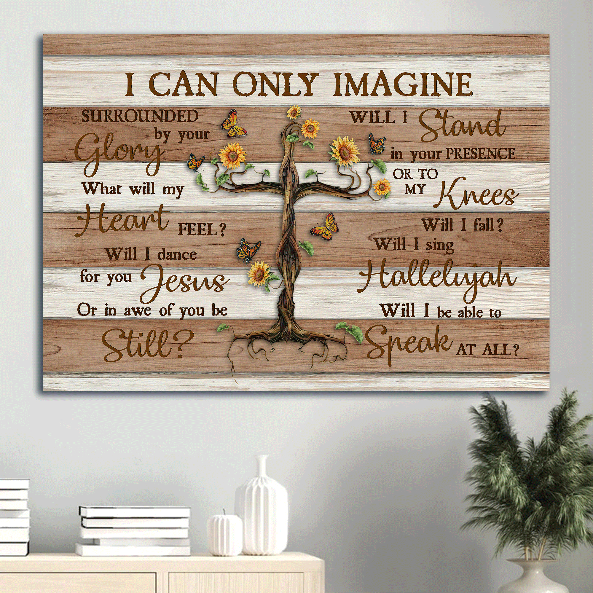 Jesus Landscape Canvas - Beautiful tree, Butterfly Landscape Canvas - Gift For Christian - I can only imagine