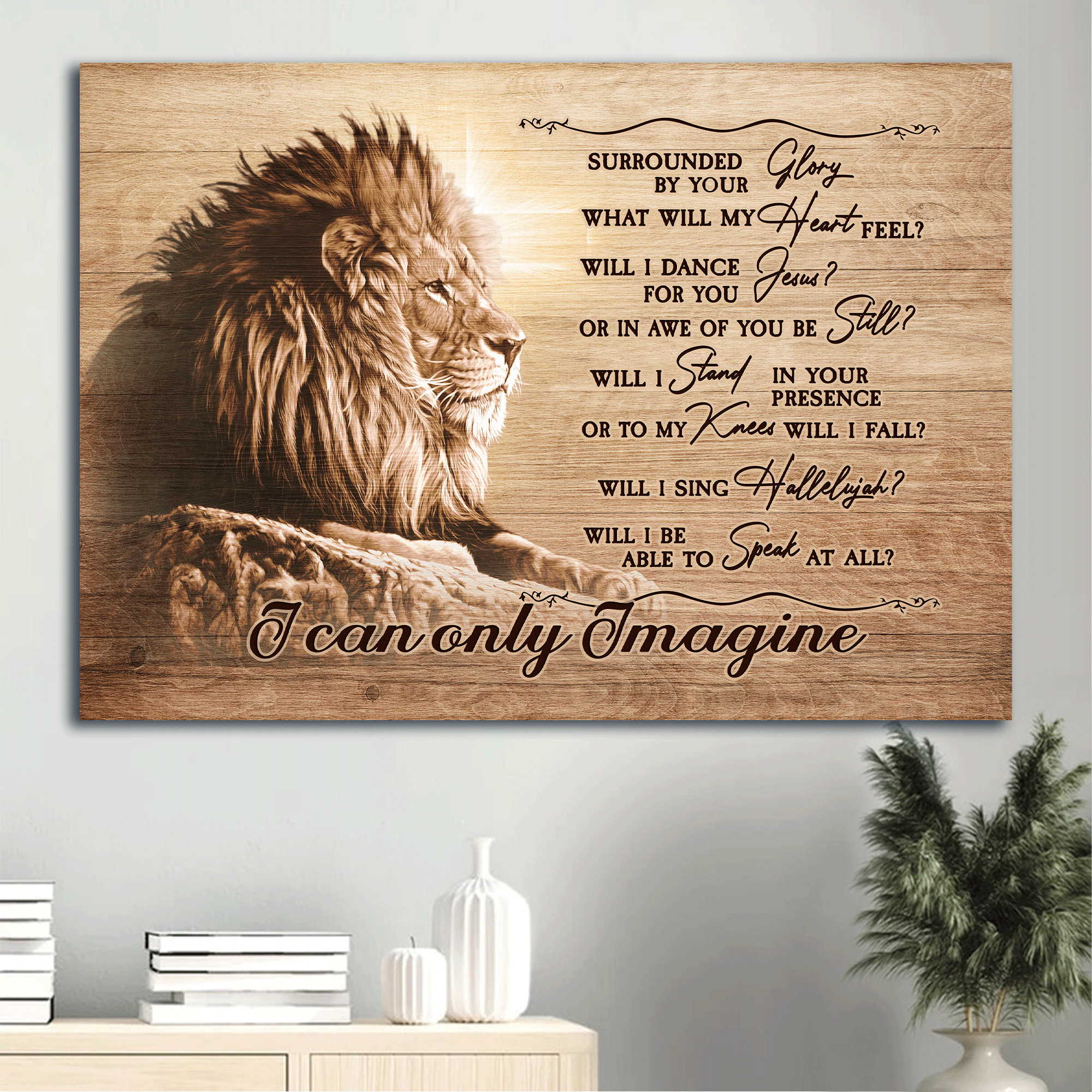 Jesus Landscape Canvas - Lion of Judah, The cross light, Vintage painting Landscape Canvas - Gift For Christian -  I can only imagine Landscape Canvas