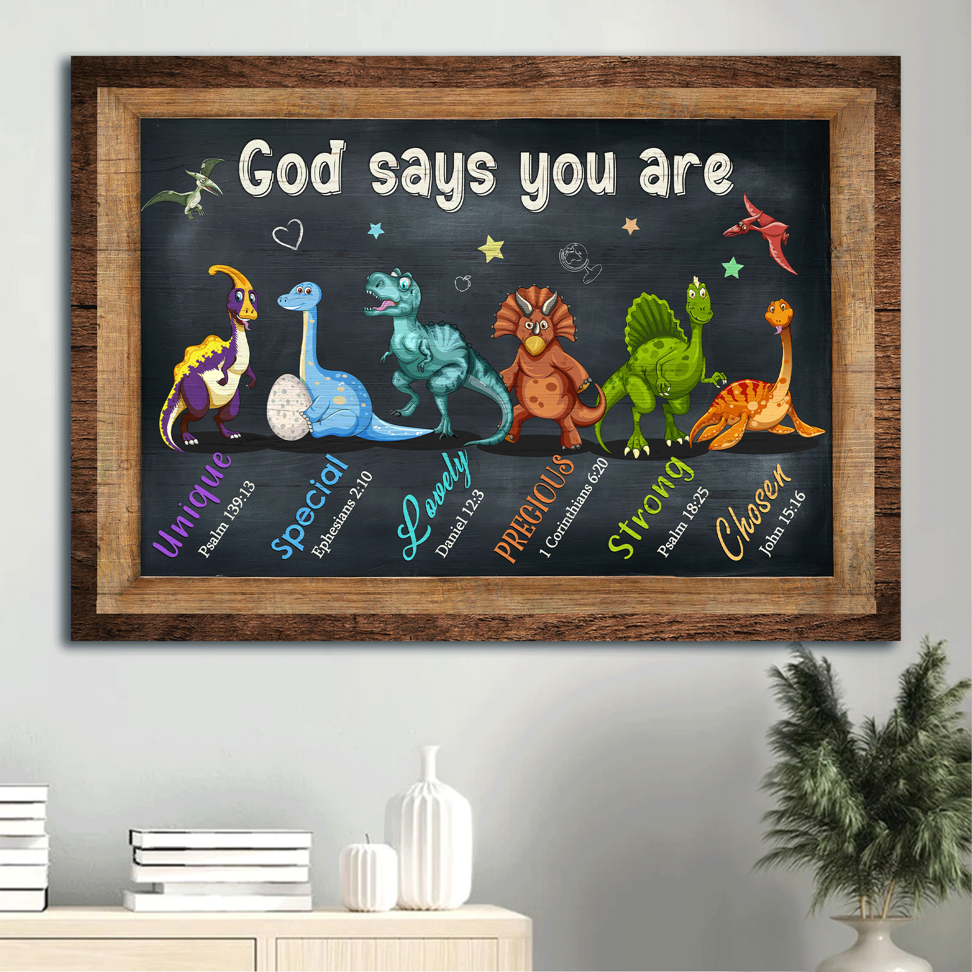 Jesus Landscape Canvas- Dinosaur, Little Star canvas- Gift for Christian- God says you are