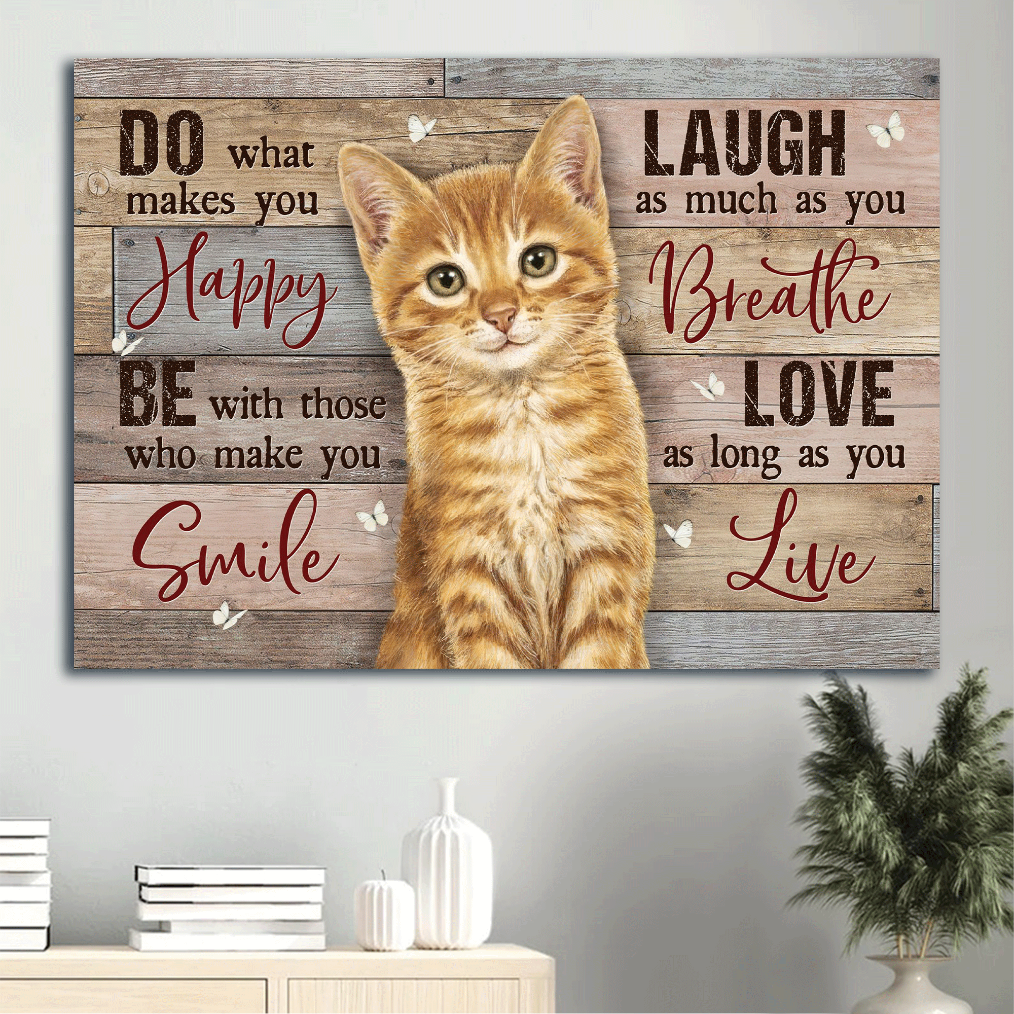 Jesus Landscape Canvas - Little cat, Gift for cat lover, White butterfly Landscape Canvas - Gift For Christian - Do what makes you happy Landscape Canvas