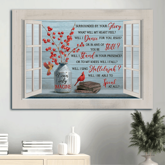 Jesus Landscape Canvas - Beautiful cranberry, Cardinal drawing, Vintage book Landscape Canvas - Gift For Christian -  I can only imagine