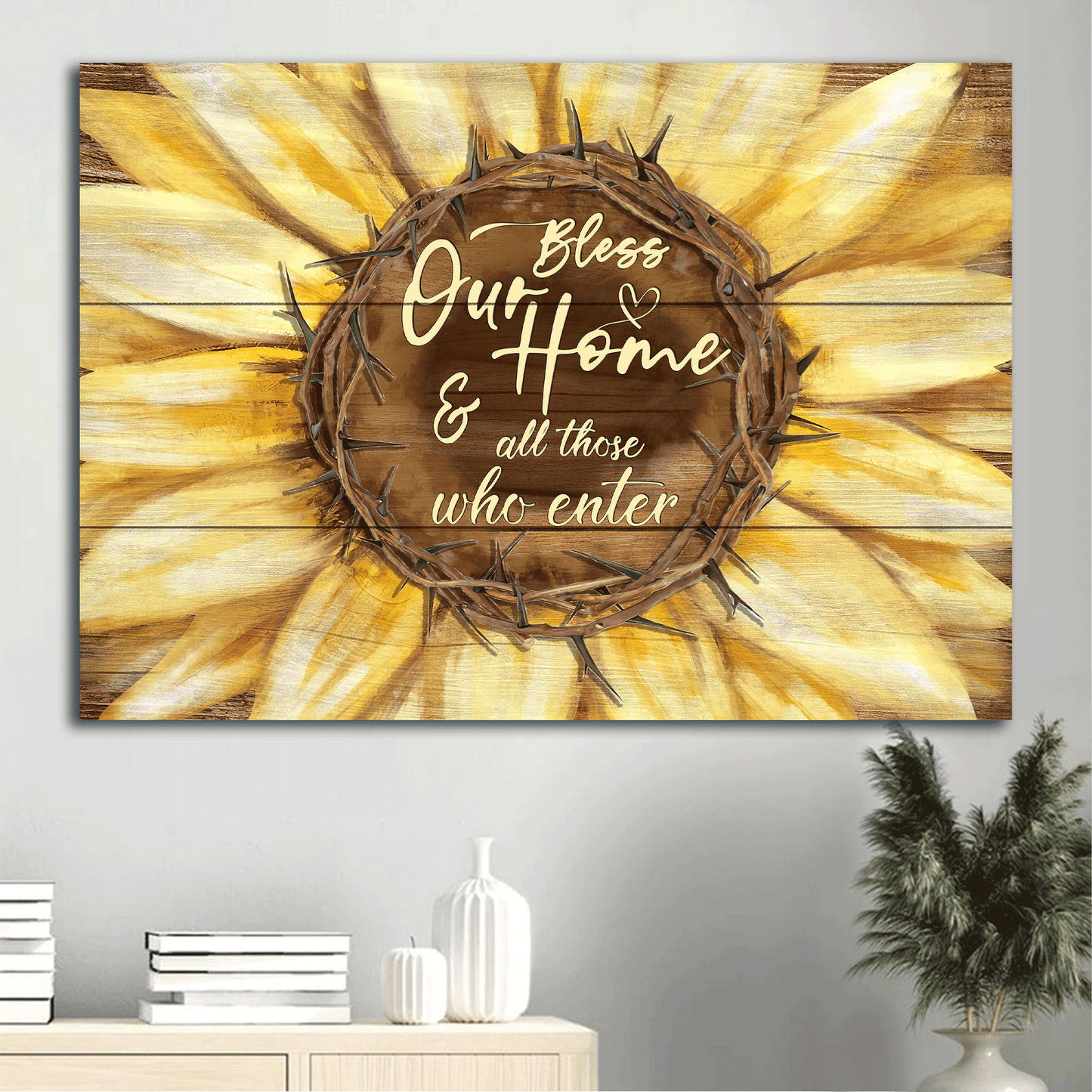 Jesus Landscape Canvas - Sunflower Canvas - Gift For Christian - Bless Our Home & All Those Who Enter, God Says You Are Canvas