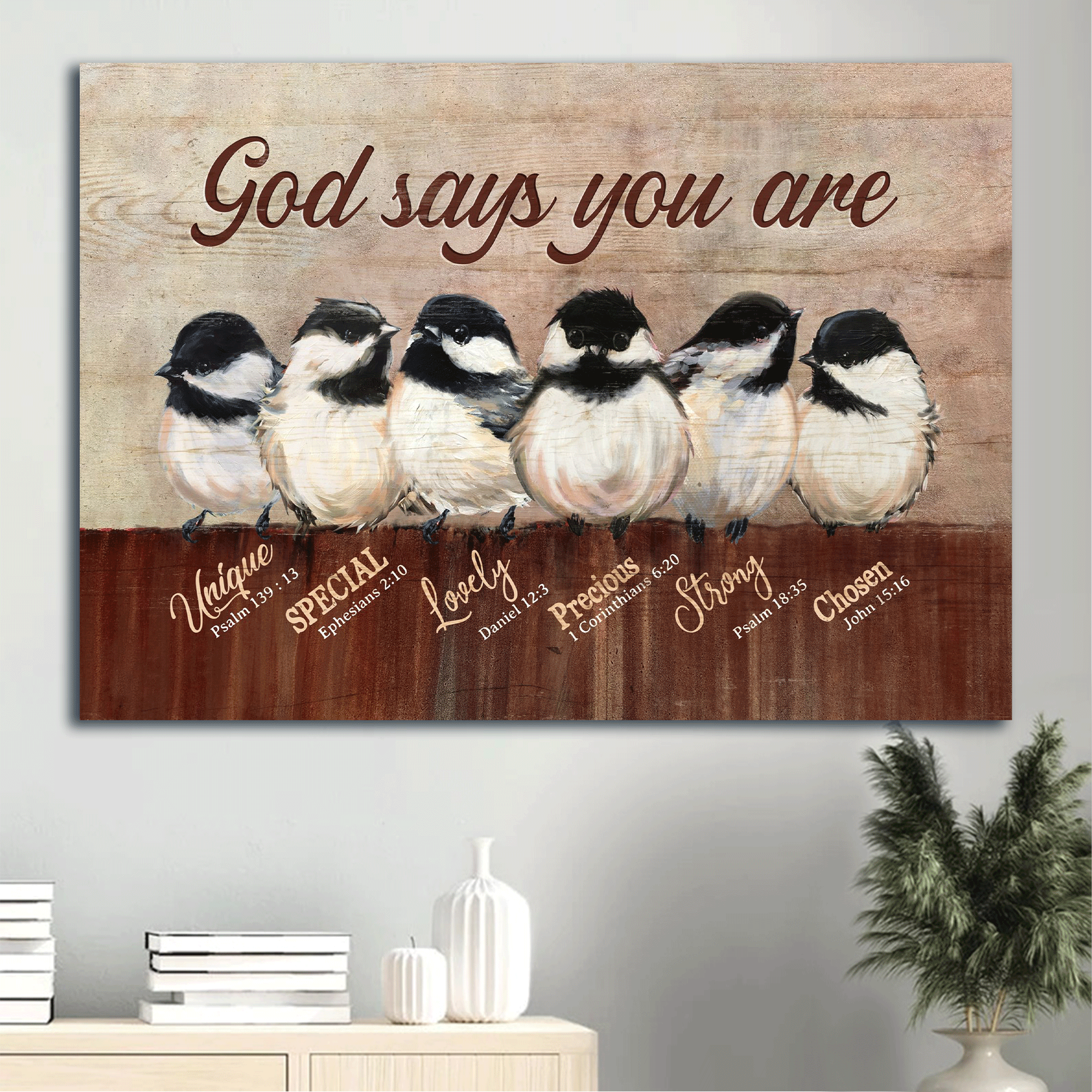 Jesus Landscape Canvas- Black-capped chickadee canvas- Gift for Christian- God says you are - Landscape Canvas Prints, Wall Art