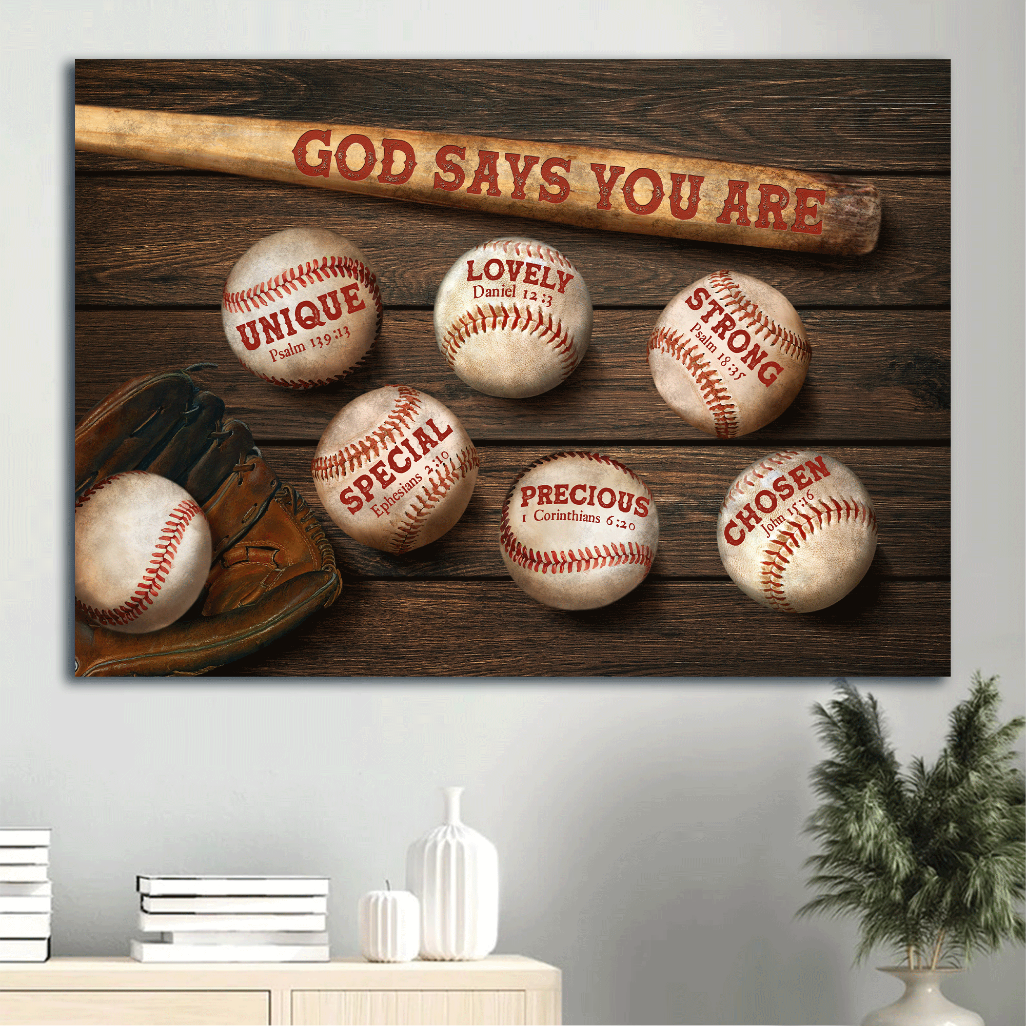 Jesus Landscape Canvas- Baseball Painting, Sport Drawing, God Says You Are Landscape Canvas- Gift For Christian