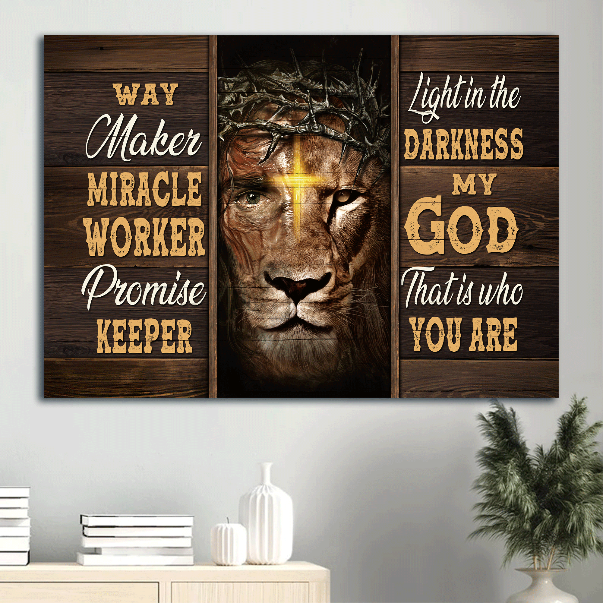 Jesus Landscape Canvas - Lion of Judah, Religious painting, Abstract art Landscape Canvas - Gift For Christian -  My God, that is who you are Landscape Canvas