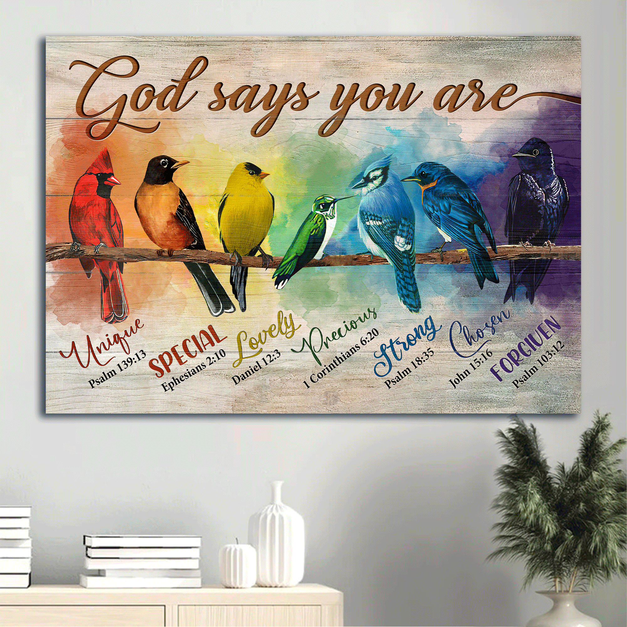 Jesus Landscape Canvas, Christian Wall Art - Gift For Christian and Believer God - Alluring Bird Paintings, God Says You Are Landscape Canvas