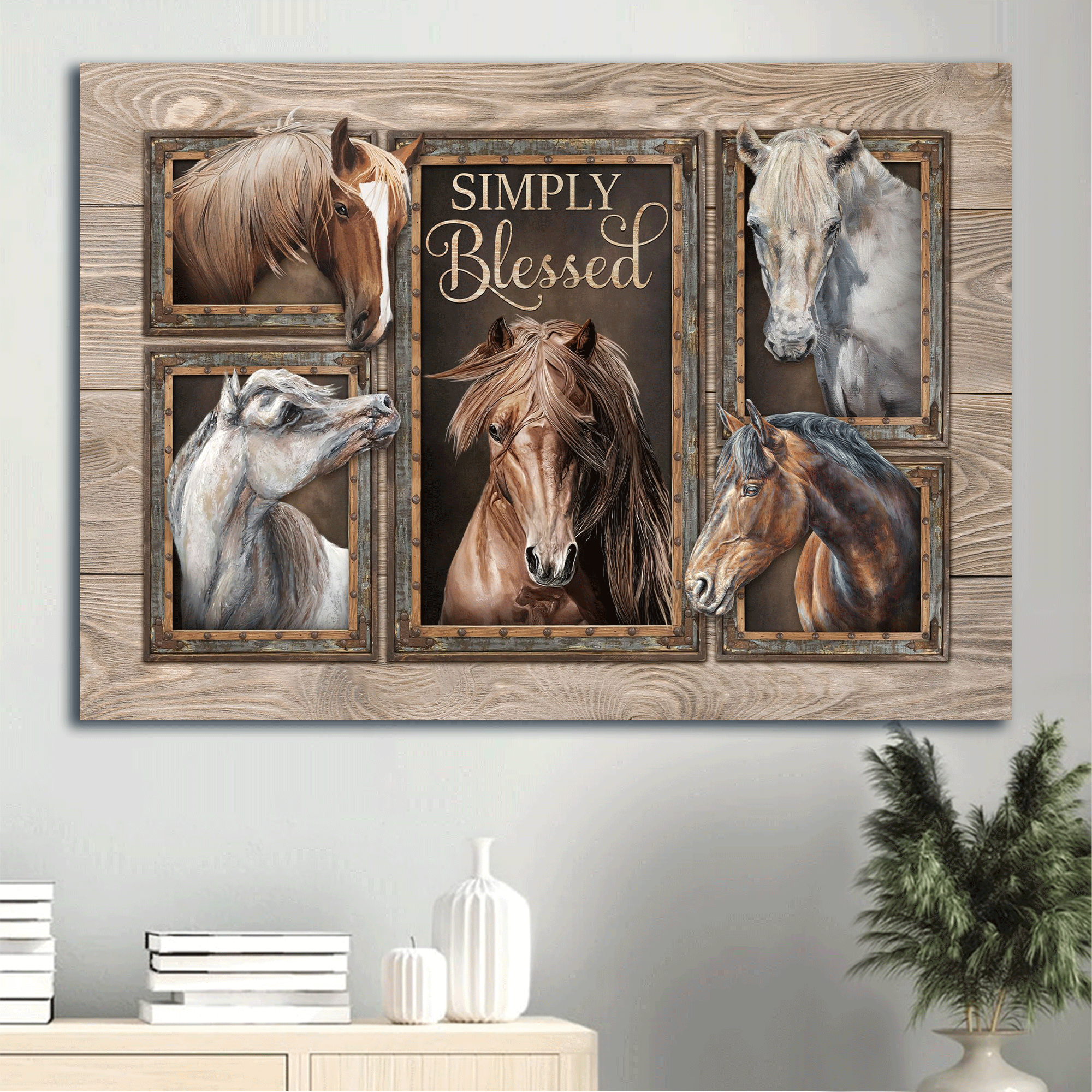 Jesus Landscape Canvas - Quarter horse, Watercolor horse Landscape Canvas - Gift For Religious Christian - Simply blessed