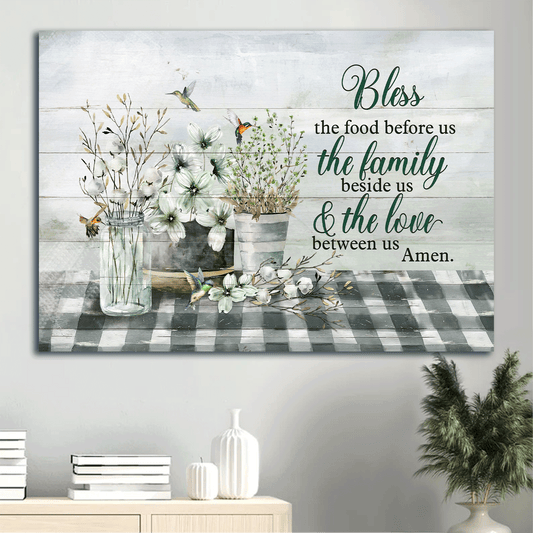 Jesus Landscape Canvas - Hummingbird, Pray Canvas - Gift For Christian - Bless the food before us