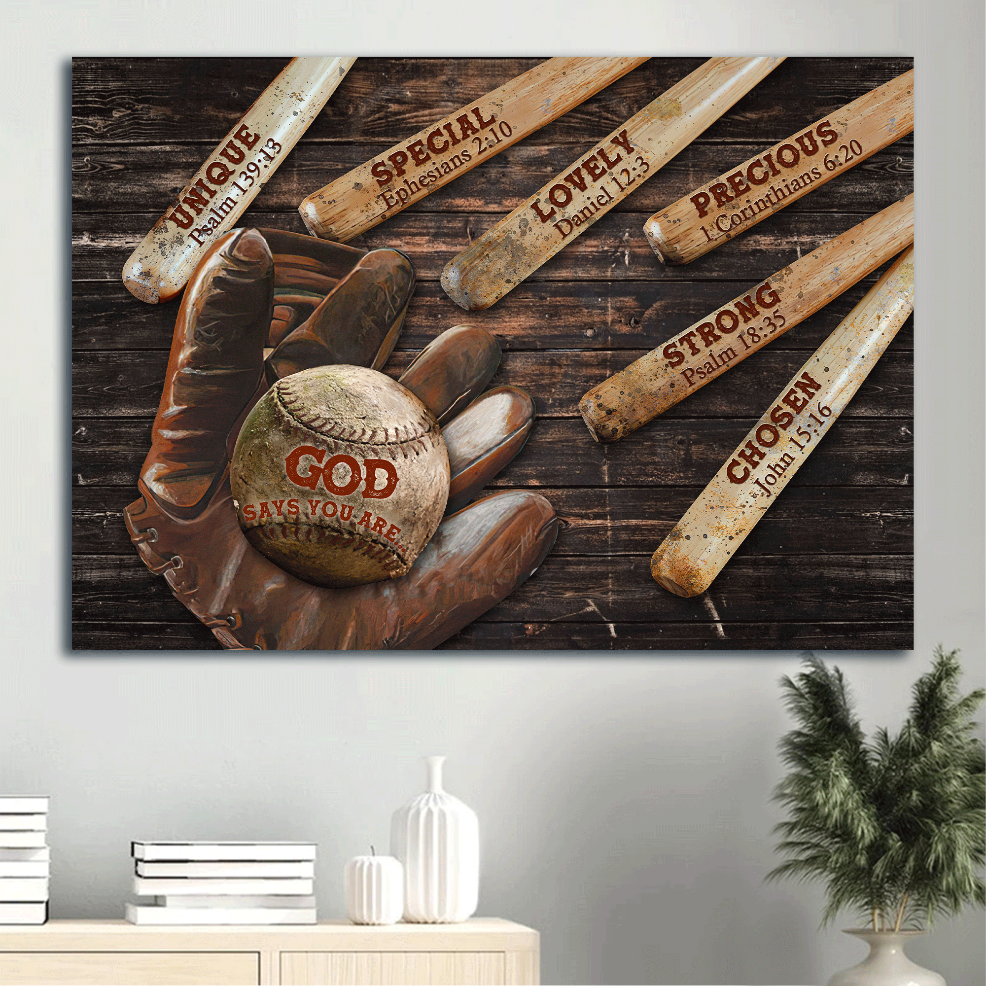 Jesus Landscape Canvas- Baseball, God Says You Are Canvas - Gift For Christian