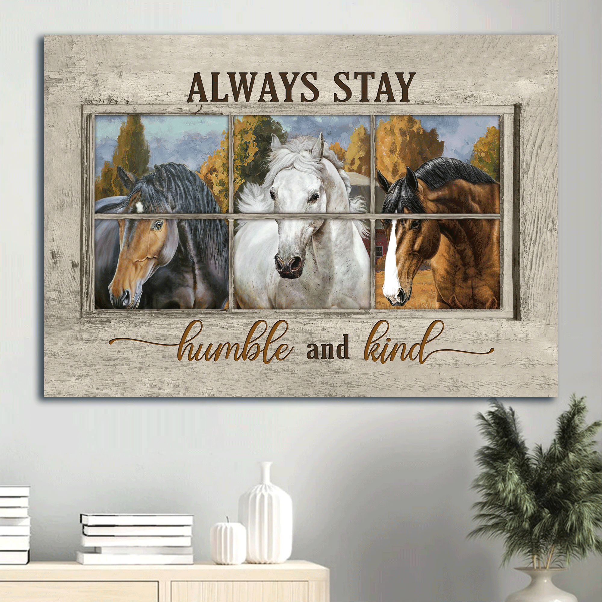 Jesus Landscape Canvas- Beautiful Farm, Watercolor Horse Canvas- Gift For Christian- Always Stay Humble And Kind