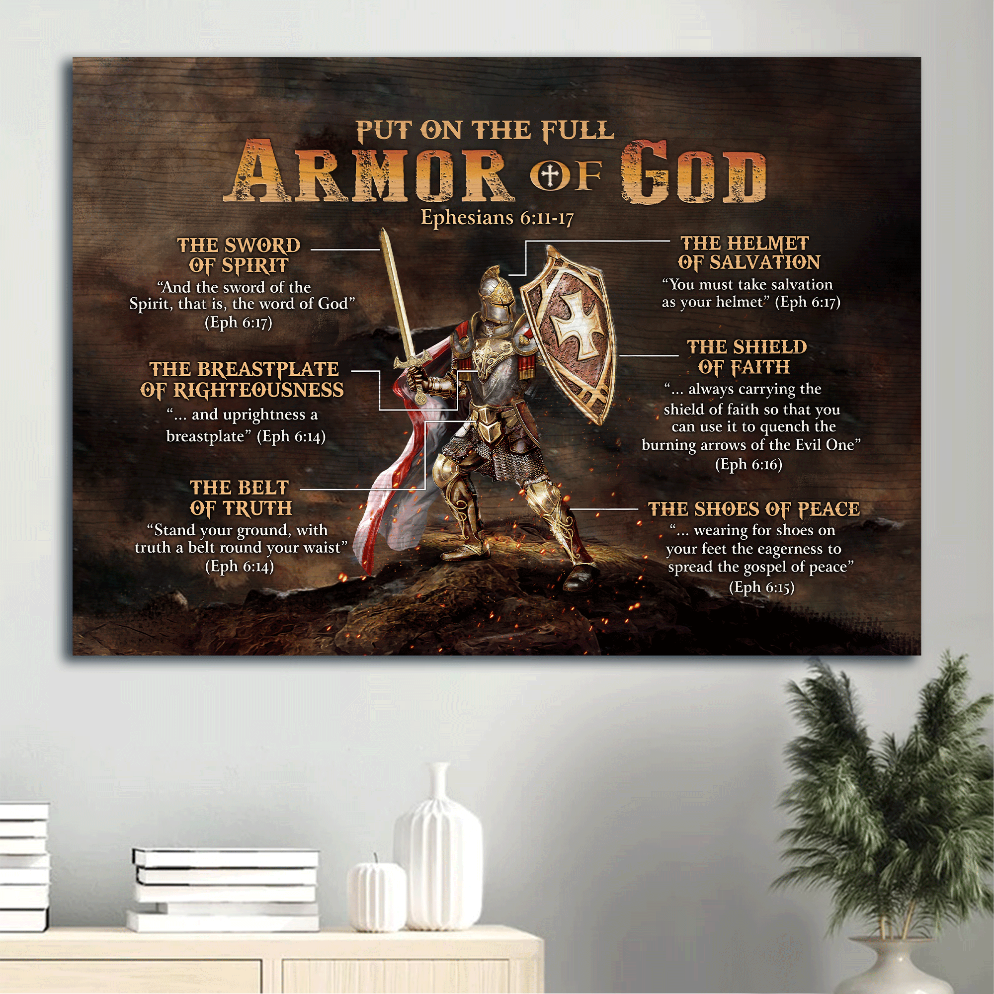 Jesus Landscape Canvas - Warrior Of God Canvas - Gift For Christian - Put On The Full Armor Of God Canvas