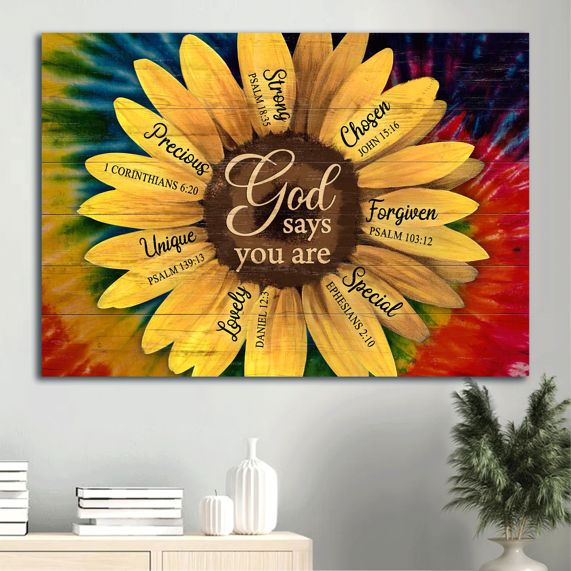 Jesus Landscape Canvas - Beautiful sunflower Landscape Canvas - Gift For Christian - God says you are