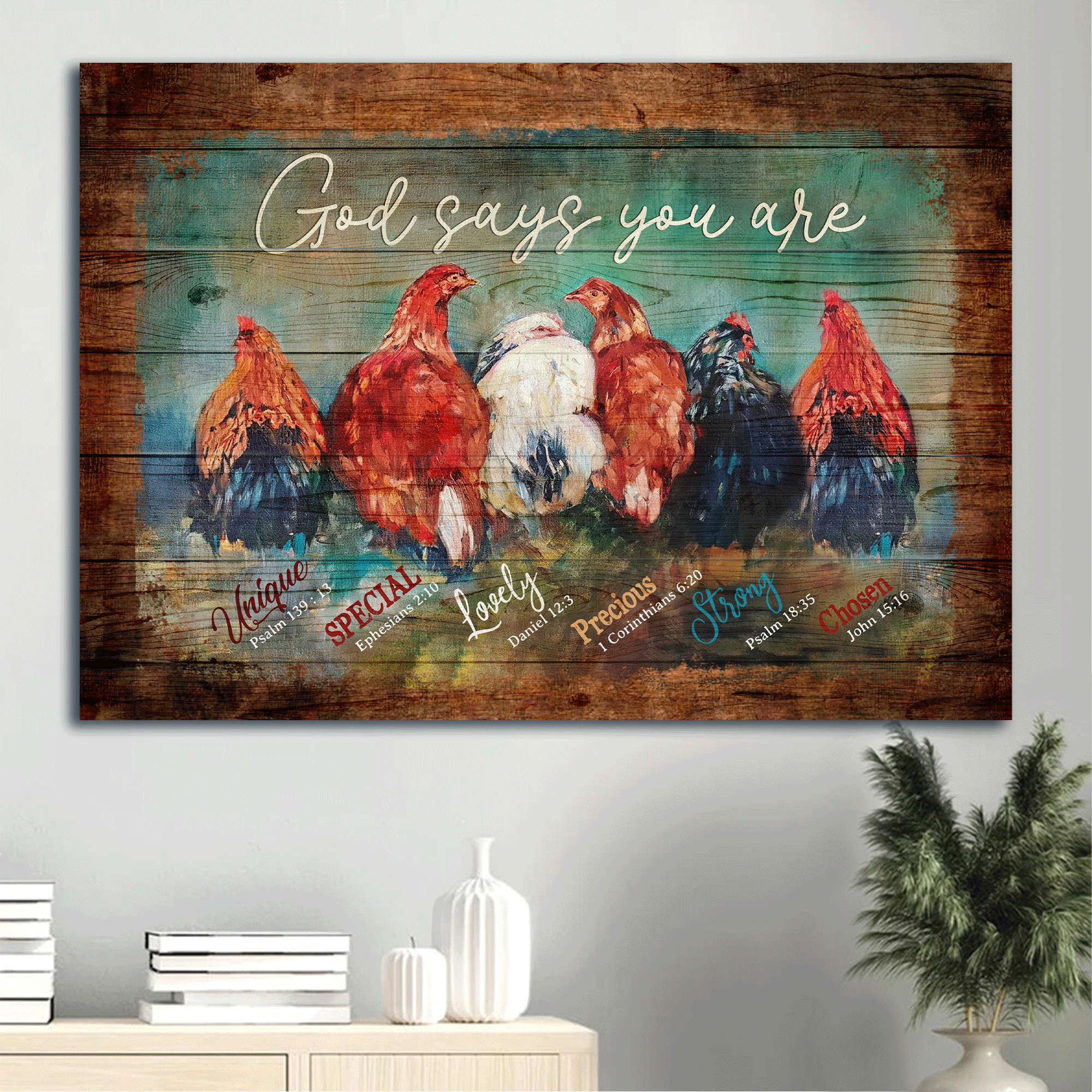 Jesus Landscape Canvas- Awesome chicken, Farm canvas- Gift for Christian - God says you are - Landscape Canvas Prints, Wall Art