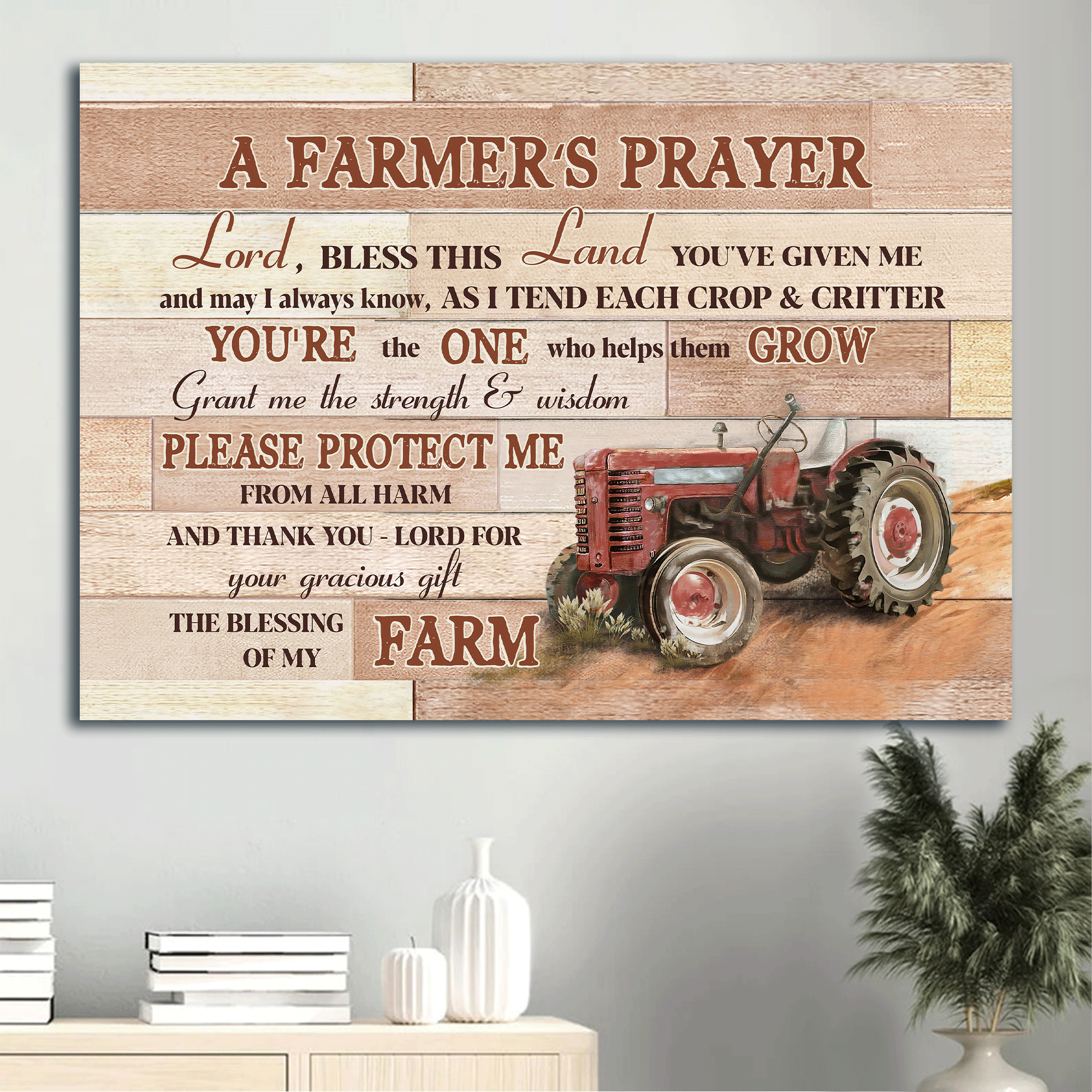 Jesus Landscape Canvas - Farm, Red truck Canvas - Gift For Christian - A farmer's prayer Landscape Canvas