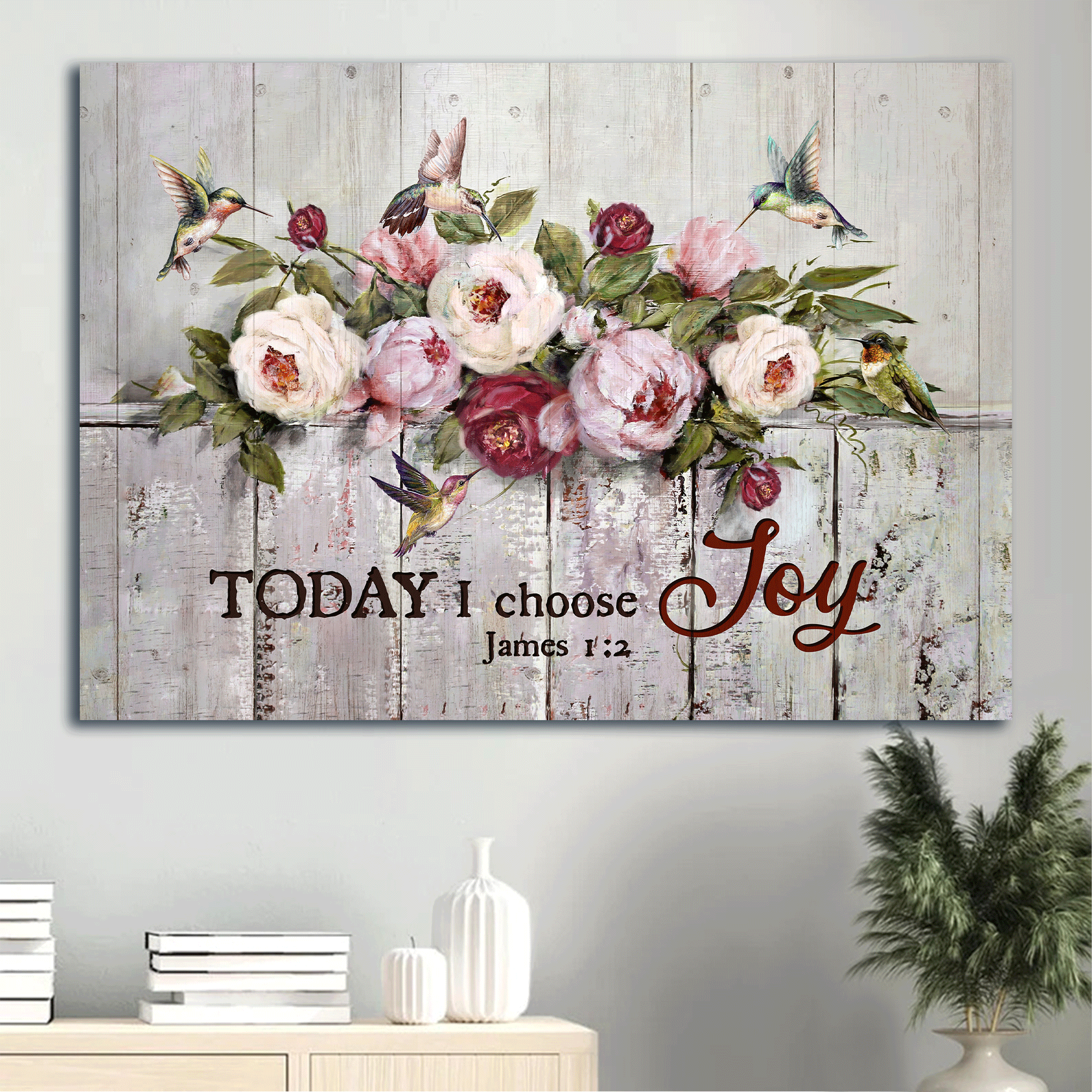 Jesus Landscape Canvas - Peony painting, White peony, Pink peony Landscape Canvas - Gift For Christian - Today I choose joy Landscape Canvas