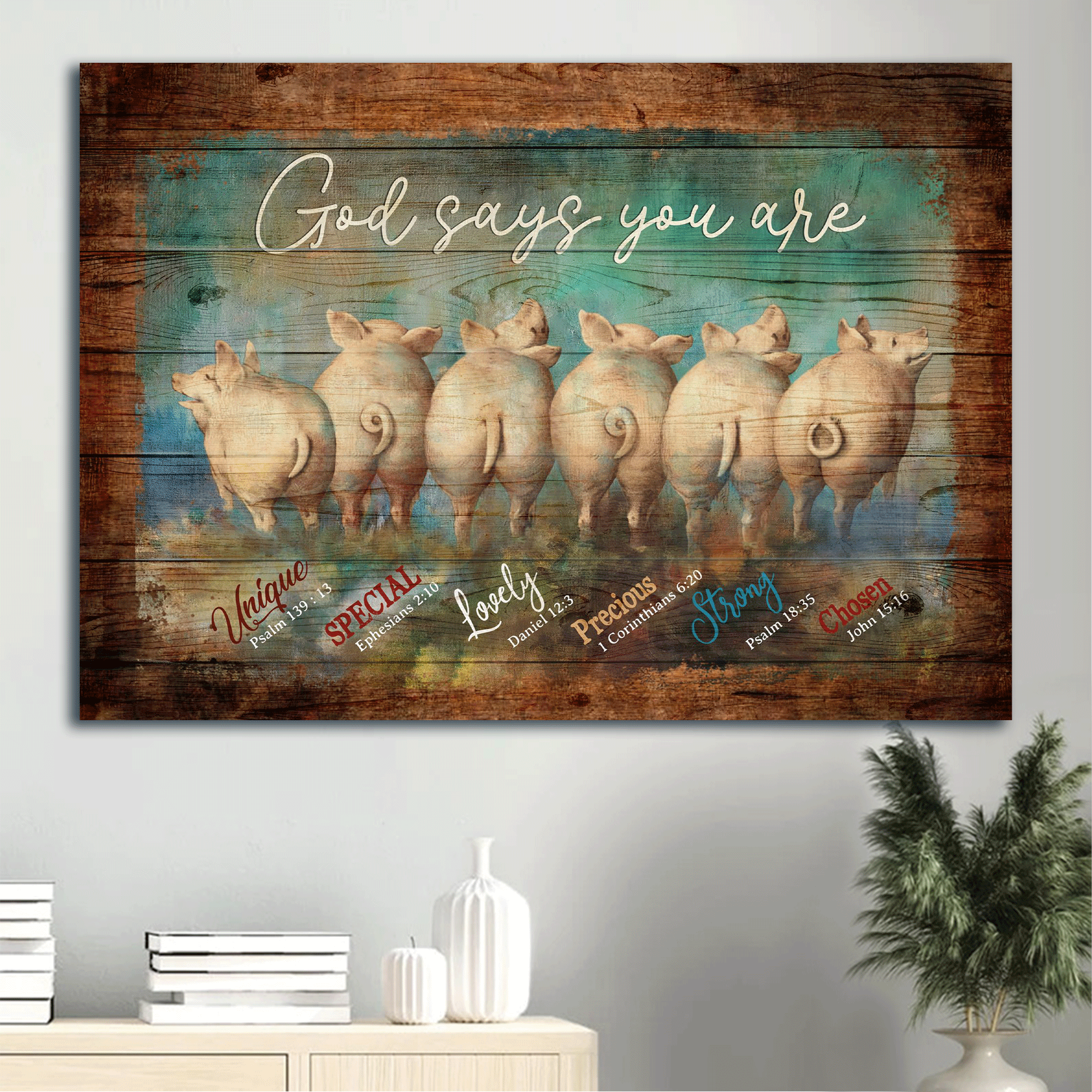 Jesus Landscape Canvas - Funny pig Landscape Canvas - Gift For Christian - God says you are Landscape Canvas