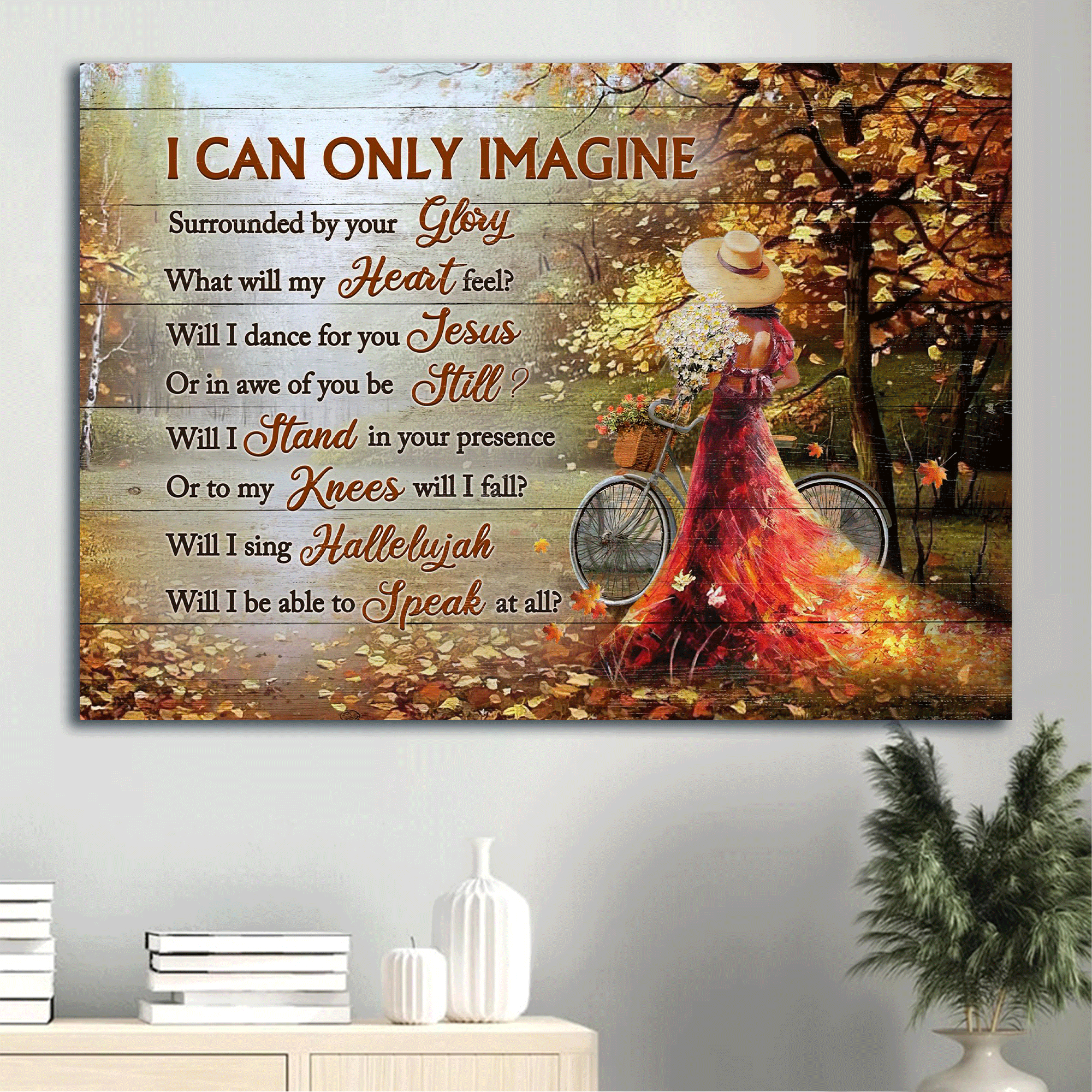 Jesus Landscape Canvas- Autumn Season, Autumn Forest, Beautiful Woman Canvas- Gift For Christian- I Can Only Imagine