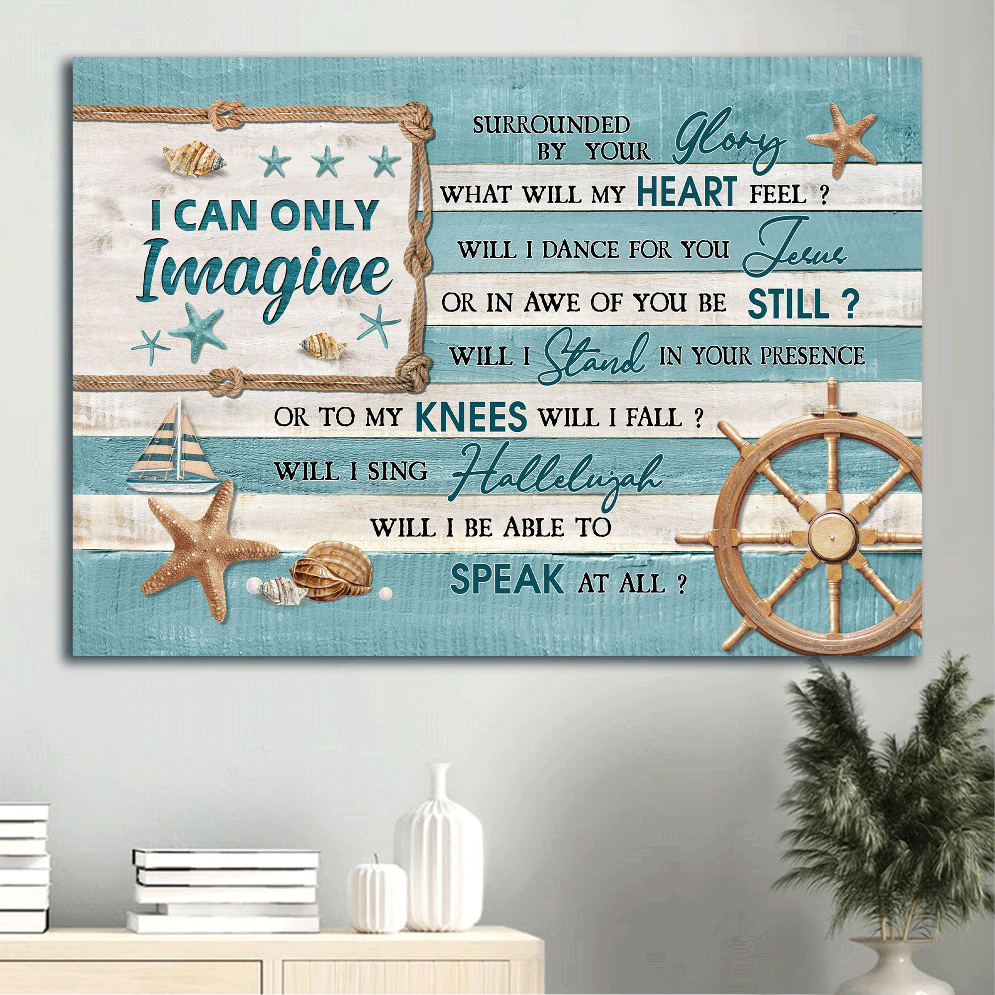 Jesus Landscape Canvas - The Seashells, Ocean Theme Canvas - Gift For Christian - I Can Only Imagine Canvas