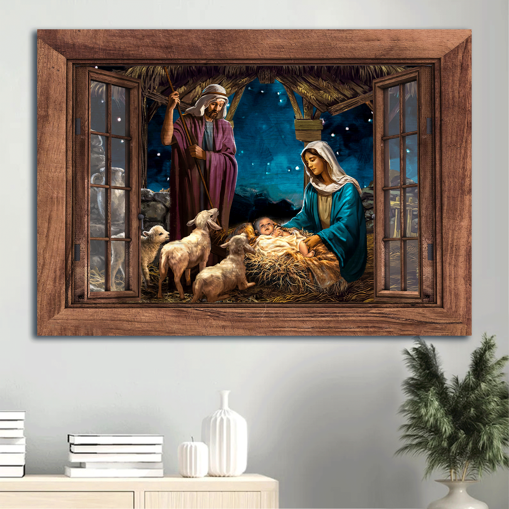 Jesus Landscape Canvas - The Night Jesus Was Born - Gift For Christian