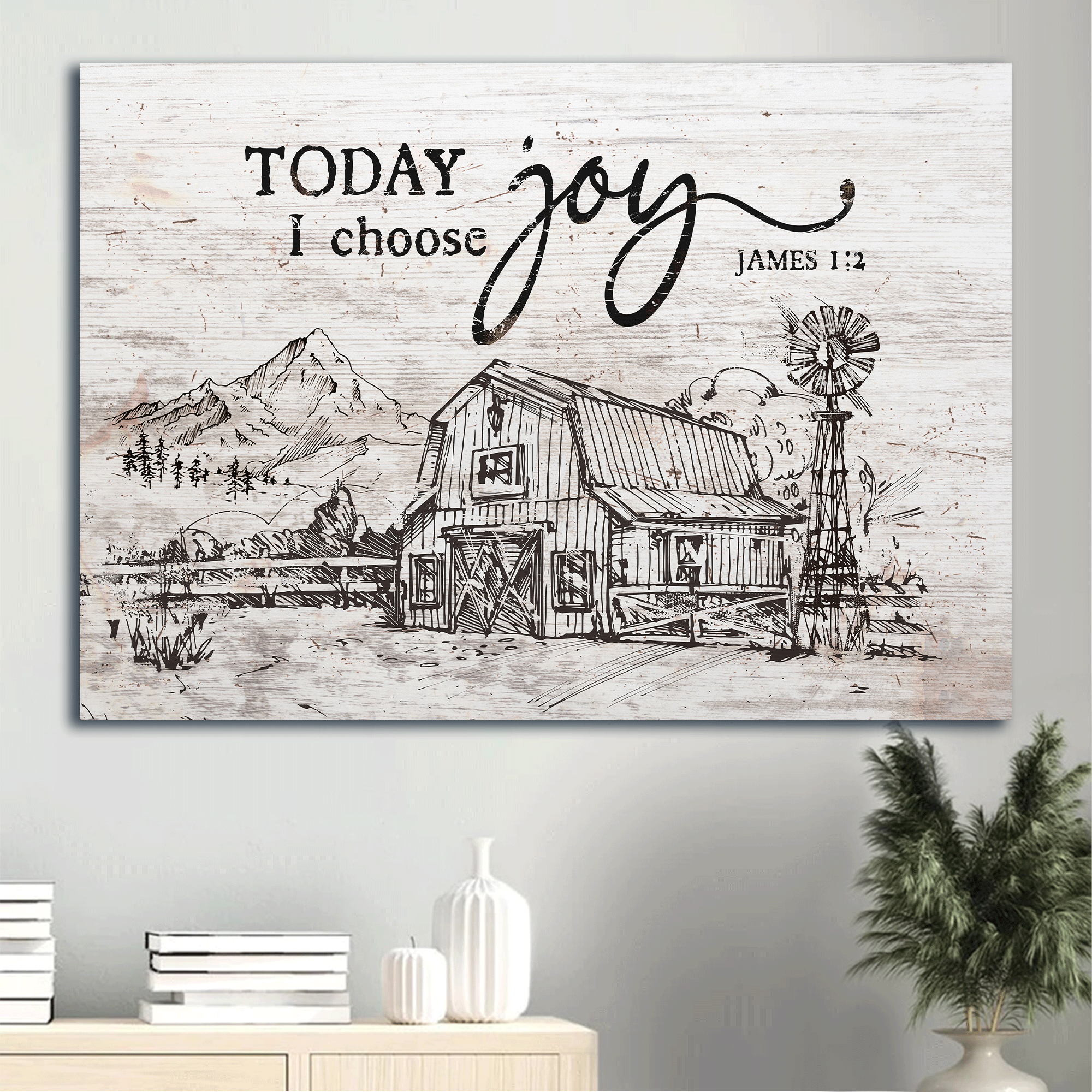 Jesus Landscape Canvas - Beautiful Land, Sketch Painting Landscape Canvas - Gift For Christian - Today I choose joy