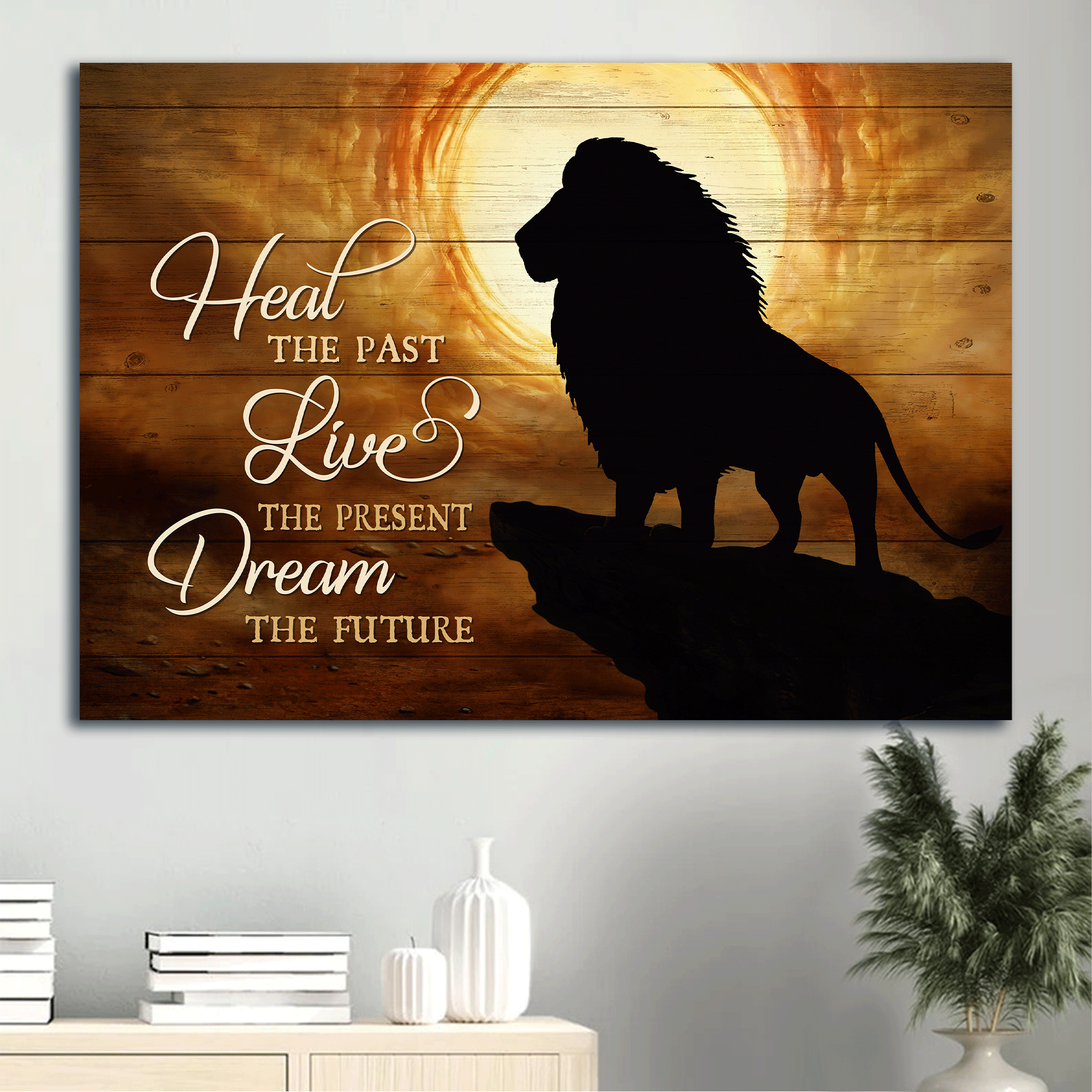 Jesus Landscape Canvas - Inspirational quote Landscape Canvas - Inspirational gift, Gift For Religious Christian - Heal The Past Live The  Present Dream the future