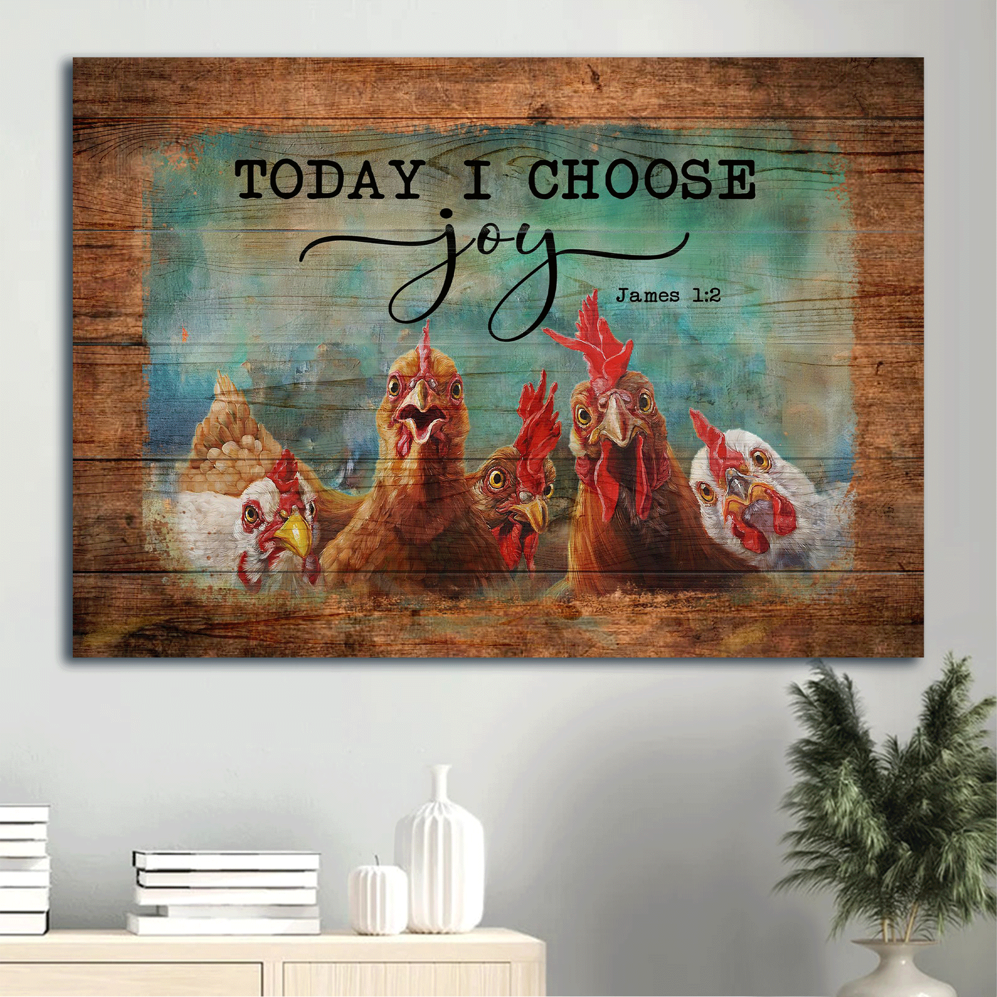 Jesus Landscape Canvas - Funny Chicken, farm Landscape Canvas - Gift For Christian - Today I choose joy Landscape Canvas