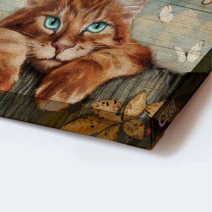 Jesus And Cat Landscape Canvas - Tabby Cat, White Butterfly, Garden Fence Canvas - Gift For Christian, Cat Lovers - Today Only Happens Once Canvas