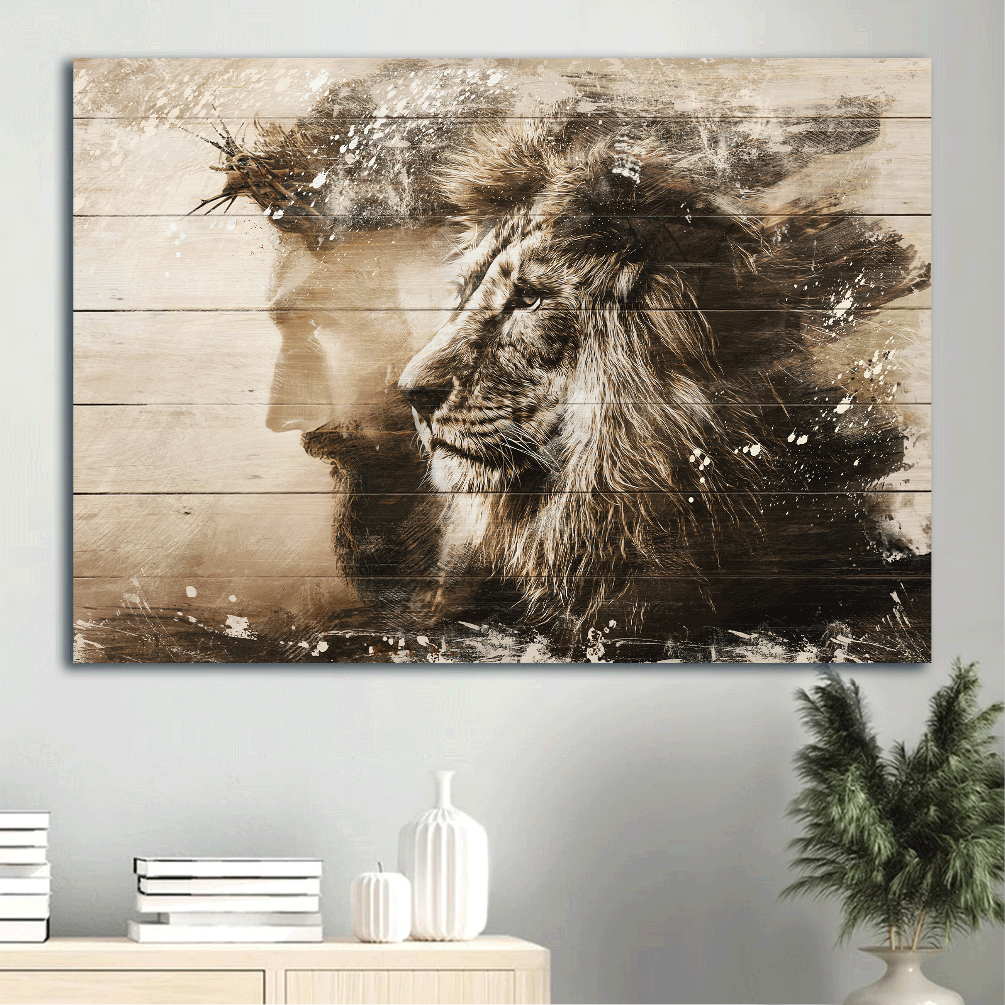 Jesus Landscape Canvas - Lion of Judah Canvas - Gift For Christian Canvas