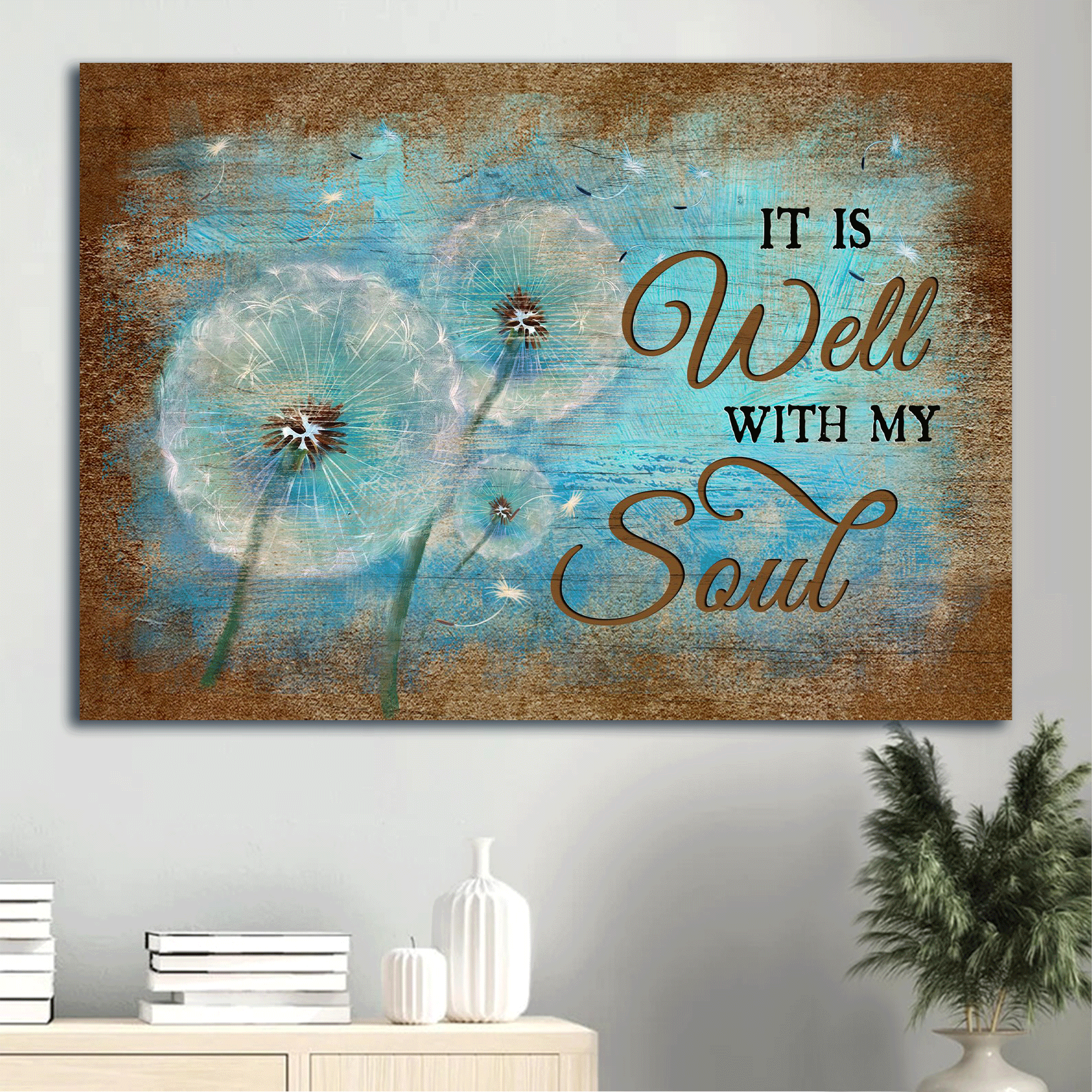 Jesus Landscape Canvas- Dandelion canvas- Gift for Christian- It is well with my soul