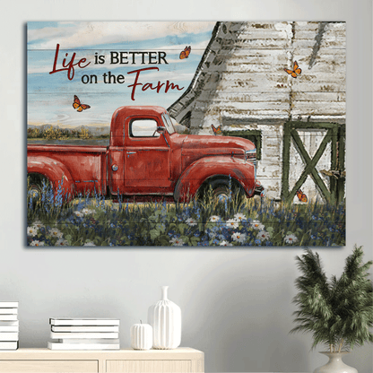 Jesus Landscape Canvas - Watercolor Ladybug Car, Lavender Garden, Butterfly Canvas - Gift For Christian - Life Is Better On The Farm Canvas