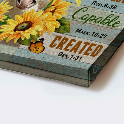 Jesus Landscape Canvas- Beautiful horse, Sunflower canvas- Gift for Christian- You are victorious, strong, never alone and always loved