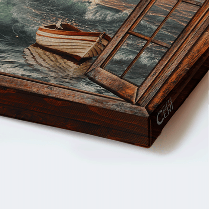 Jesus Landscape Canvas - Jesus walks on water, Lighthouse on the cliff, When the sun rises Canvas - Gift For Christian