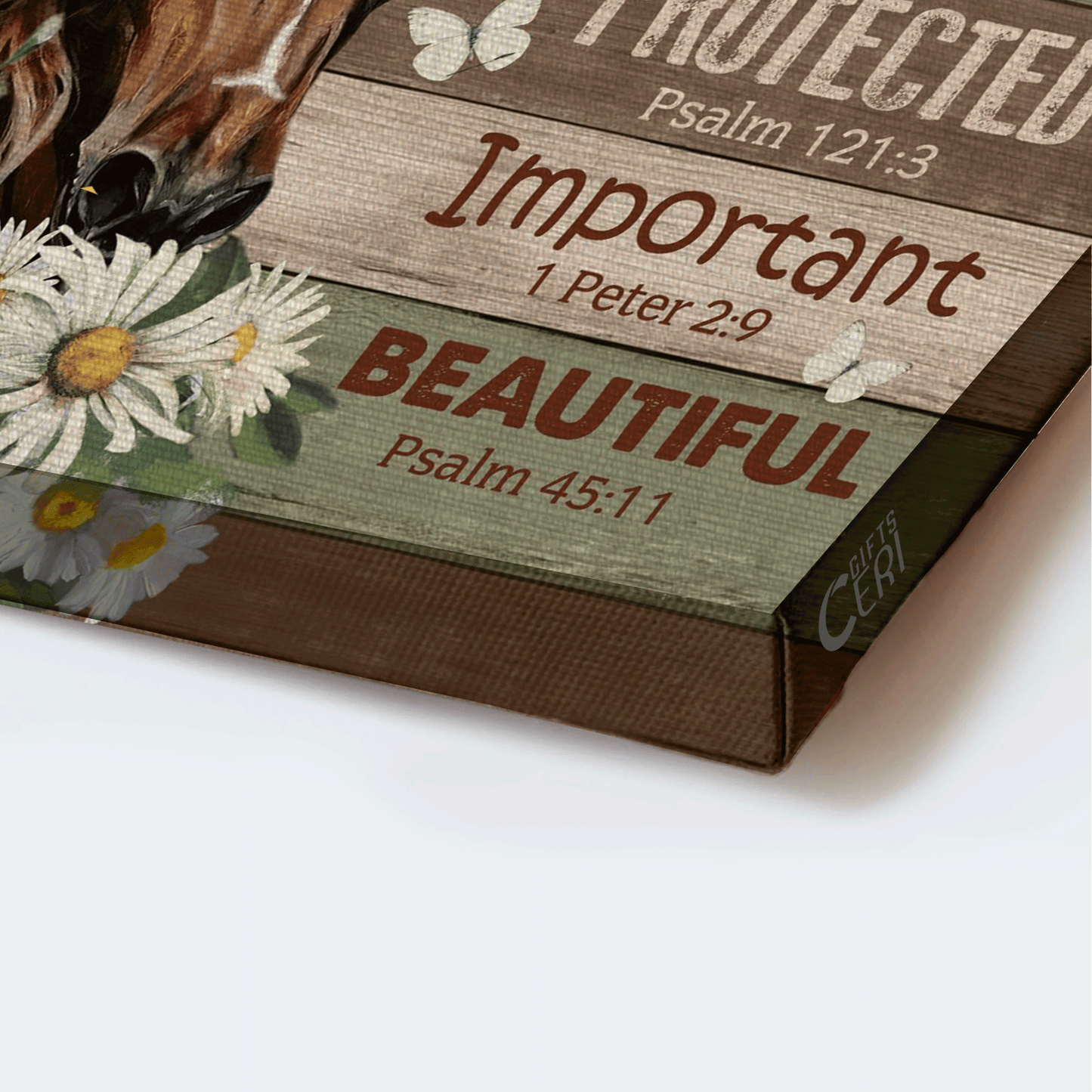 Jesus Landscape Canvas- Beautiful horse, Daisy flower, Butterfly canvas- Gift for Christian- God says you are