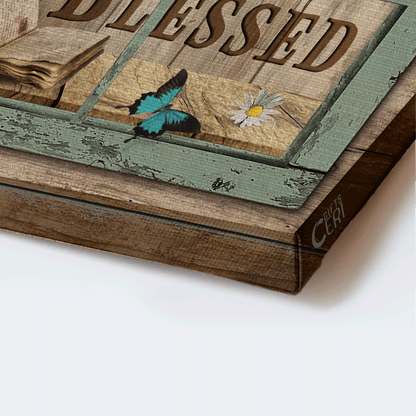 Jesus Landscape Canvas - Bible book, Daisy flowers, Sunflower Landscape Canvas - Gift For Christian - Simply blessed