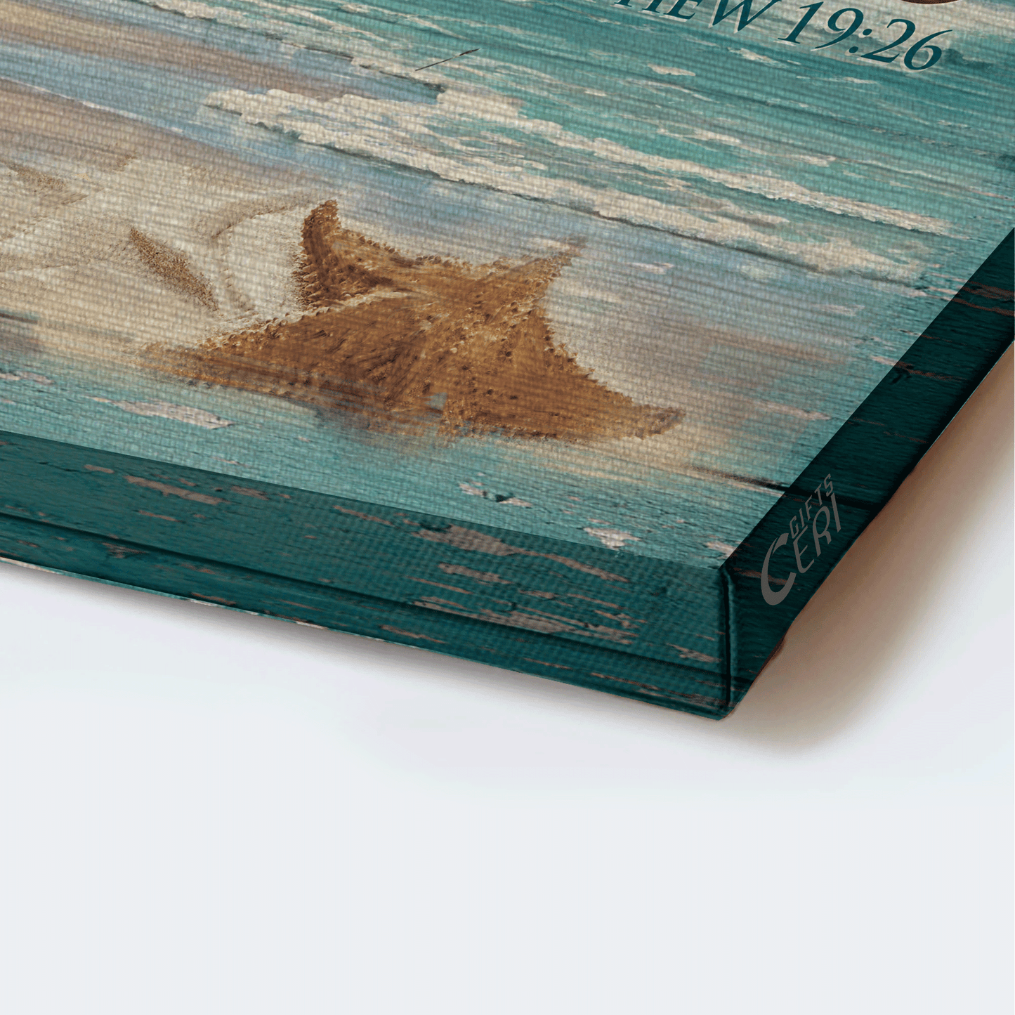 Jesus Landscape Canvas- Blue beach painting, White anchor, Sunset canvas- Gift for Christian- With God all things are possible - Landscape Canvas Prints, Christian Wall Art